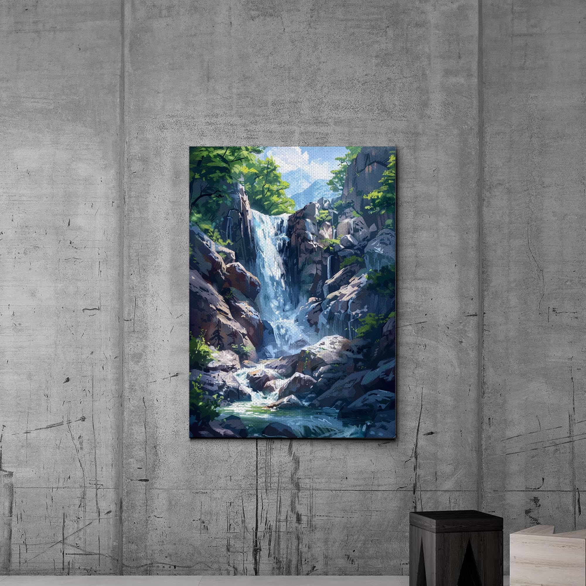Amazon.com: Mountain Waterfall Print, Rocky Waterfall
