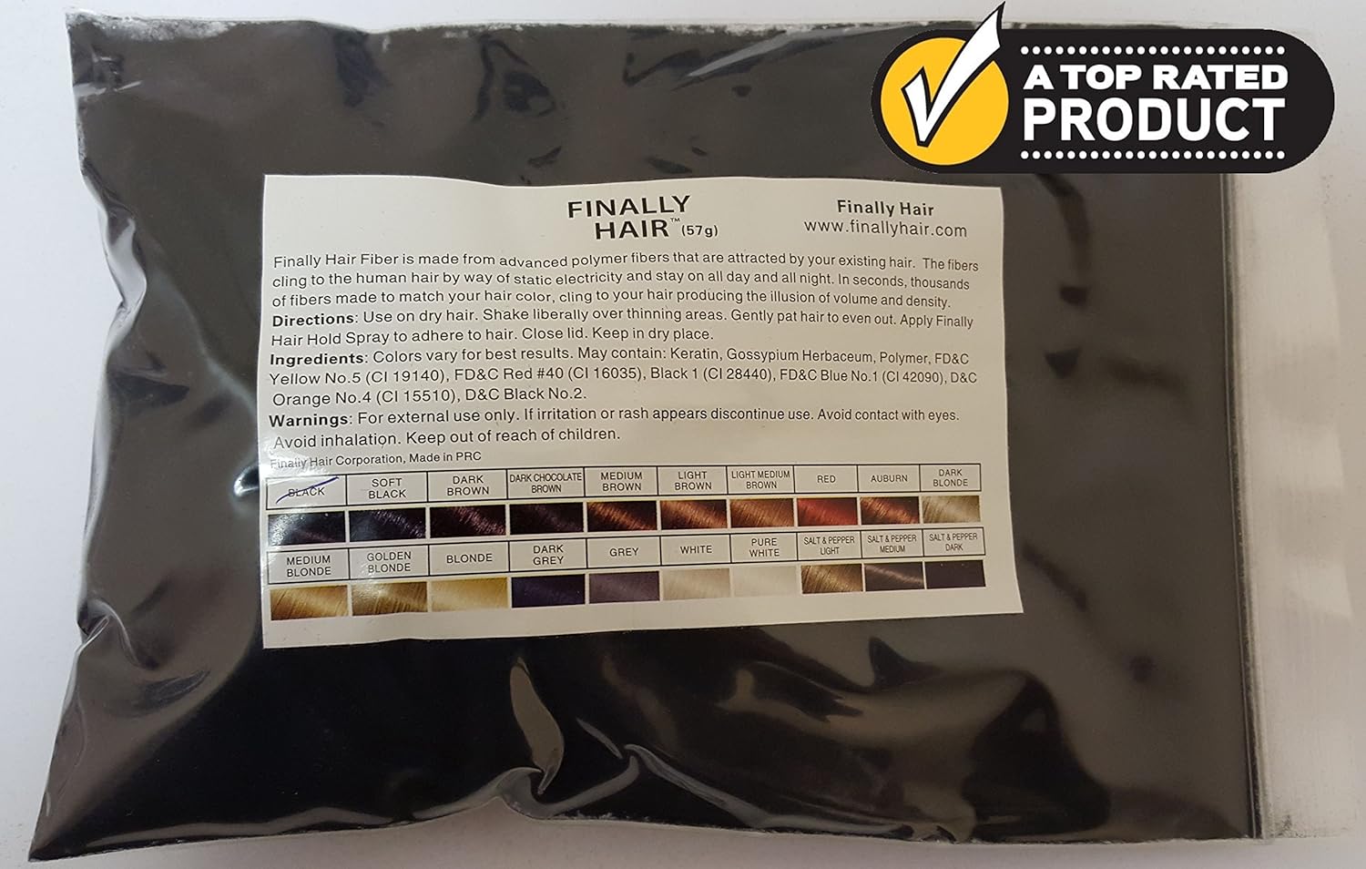 Finally Hair Building Fibers - Black Refill Pack of 50 Grams - Cover Grey Roots and Thinning Areas : Beauty & Personal Care