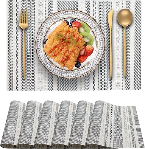 Miniatura 8 de Blibalaskr Juego de 4 manteles individuales, manteles individuales resistentes al calor, manteles individuales antideslizantes y lavables, fáciles
