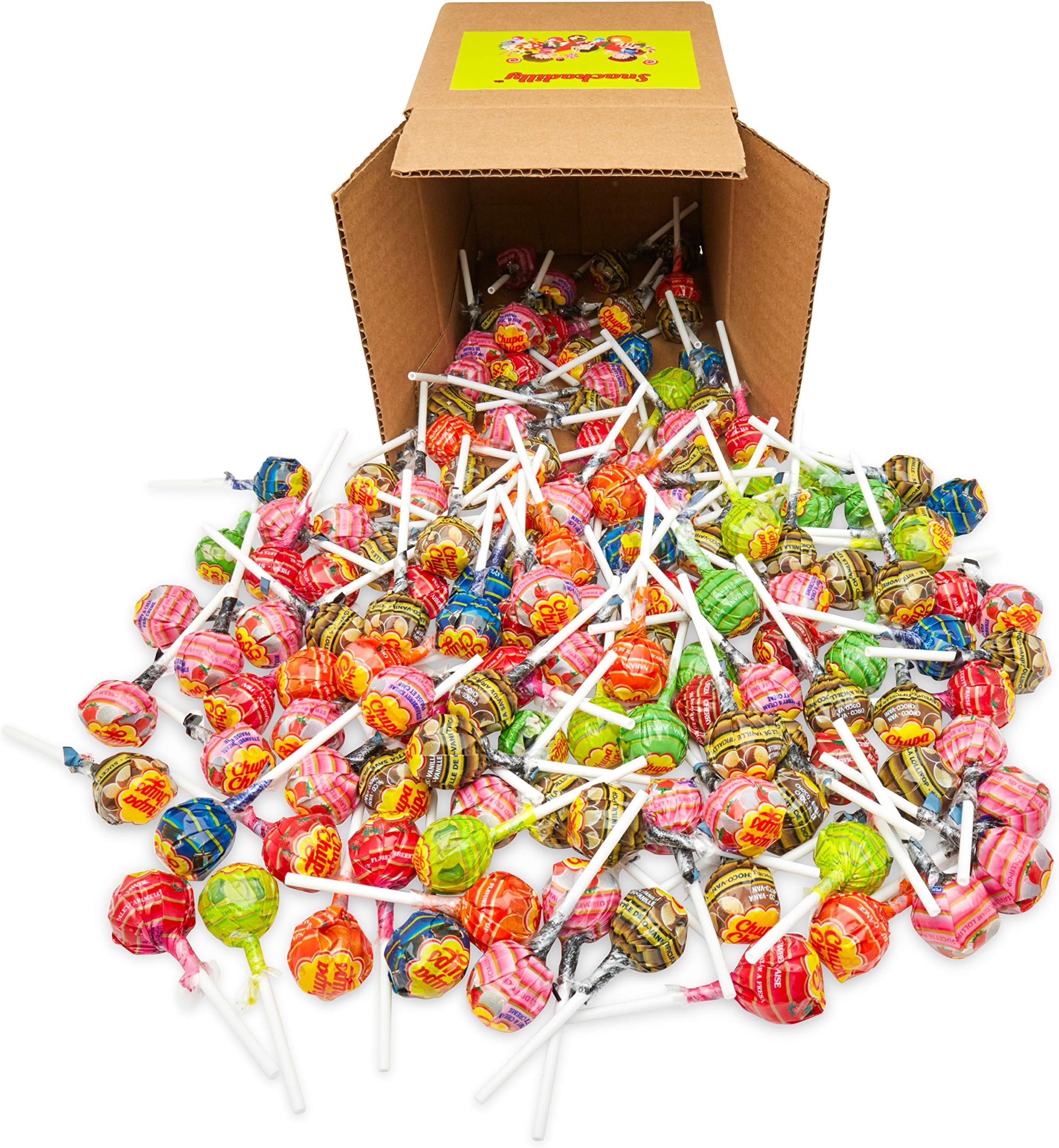 Chupe Chup 8 Flavors Lollipops- Bulk 6X6 Box - A Delicious Variety Freshly Packed By Snackadilly