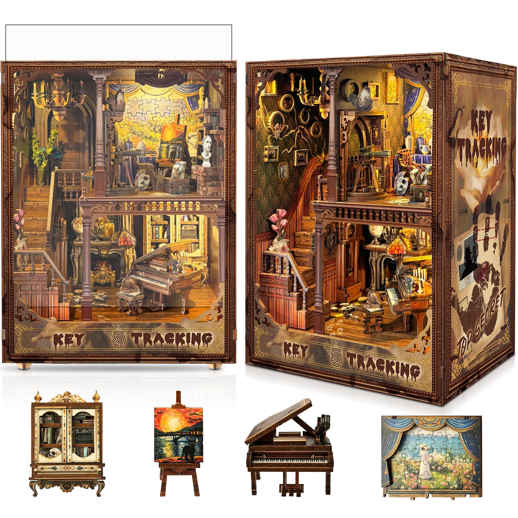 Book Nook Kits for Adults: LUMYCE Book Nook Kit Model Kits Craft Kits for Adults - DIY Miniature House Kit for Bookshelf Booknook Tiny House with Sensor Led Light