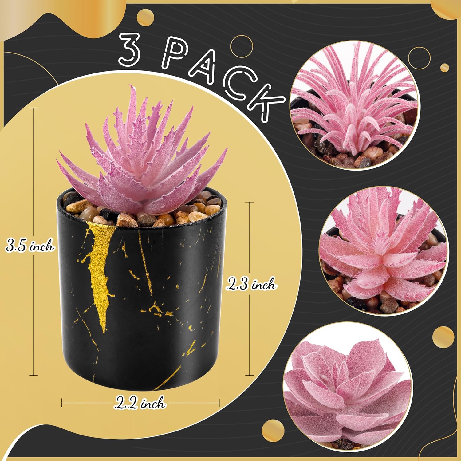 Der Rose Bundle of 6 Packs Fake Plants Hanging and 3 Packs Succulents Plants Artificial in Black Pots for Room Decor Aesthetic Home Office Desk Accessories for Women