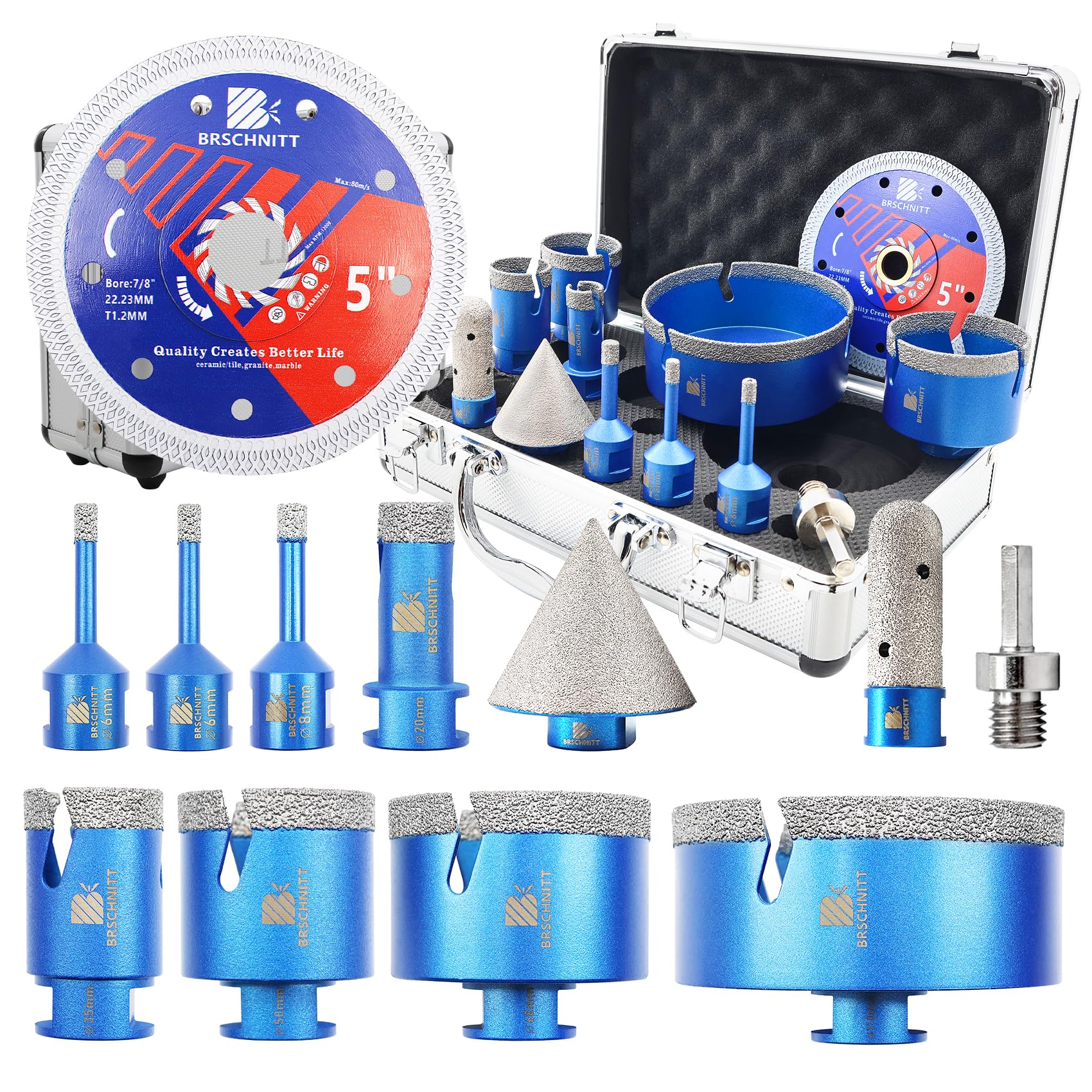 Punte Diamantate Gres Porcellanato - 6/6/8/20/35/50/68/110mm frese diamantate, 10mm Fresa, 50mm Punte Smusso,125mm X Disco,per Porcellana Piastrelle Ceramica Marmo Granito
