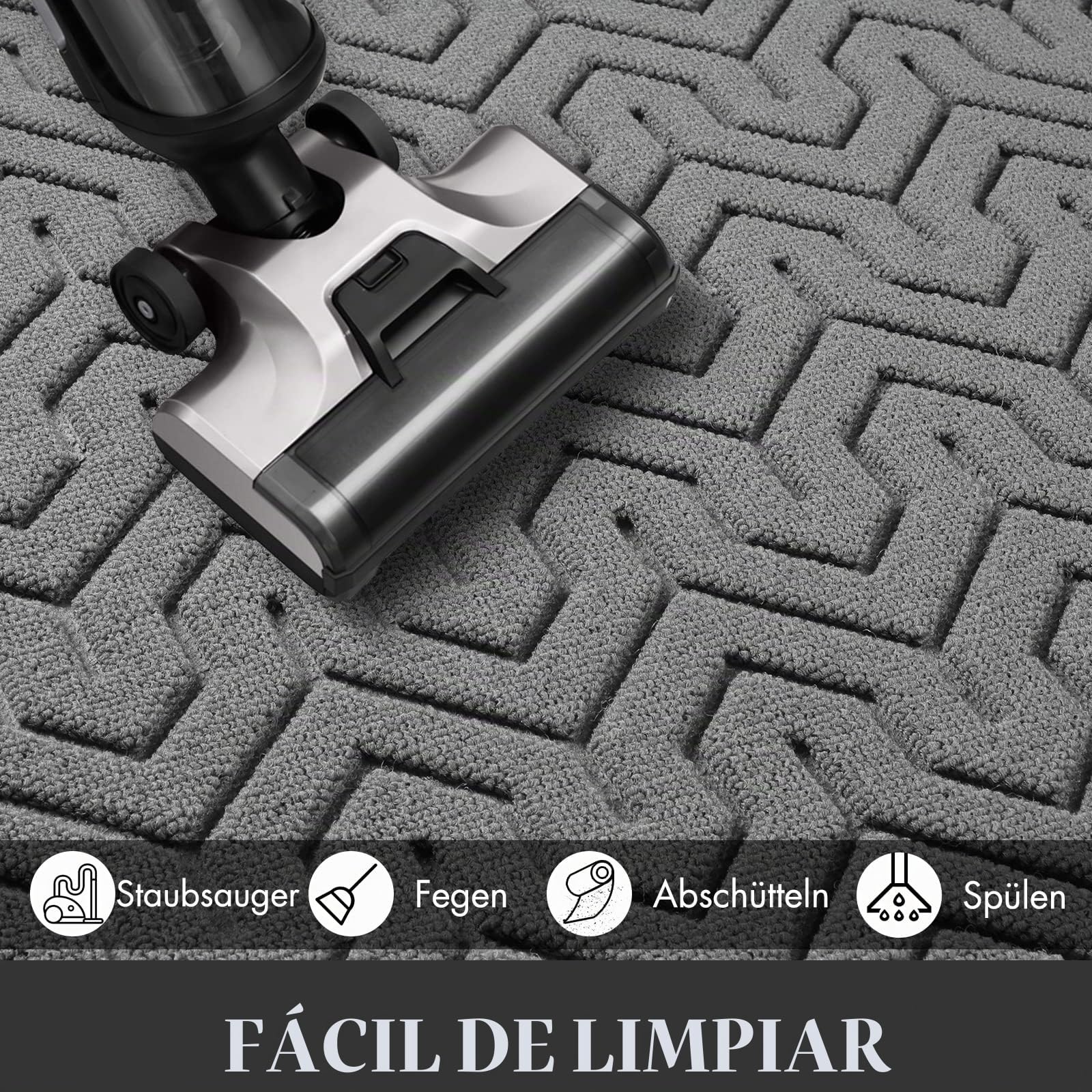 Yimobra Felpudo resistente todo año, para puerta delantera, entrada casa, garaje y jardín, goma natural antideslizante, no destiñe, gris, 92 x 61 cm