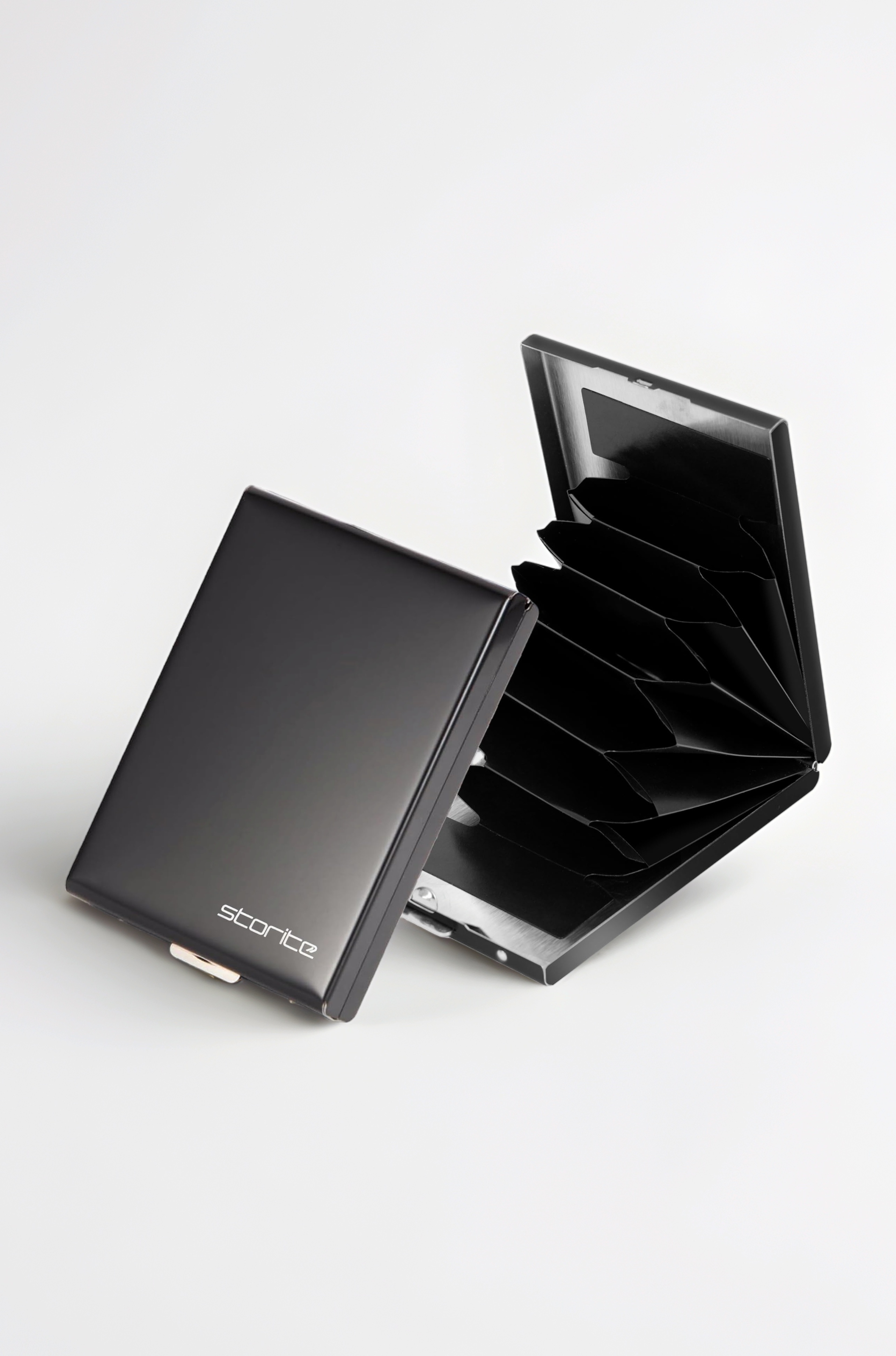 6 Slots Vertical RFID Protected Metal Credit Debit Card Holder Case Wallet for Men & Women (Black-9.5 x 6.6 x 1.3 cm)