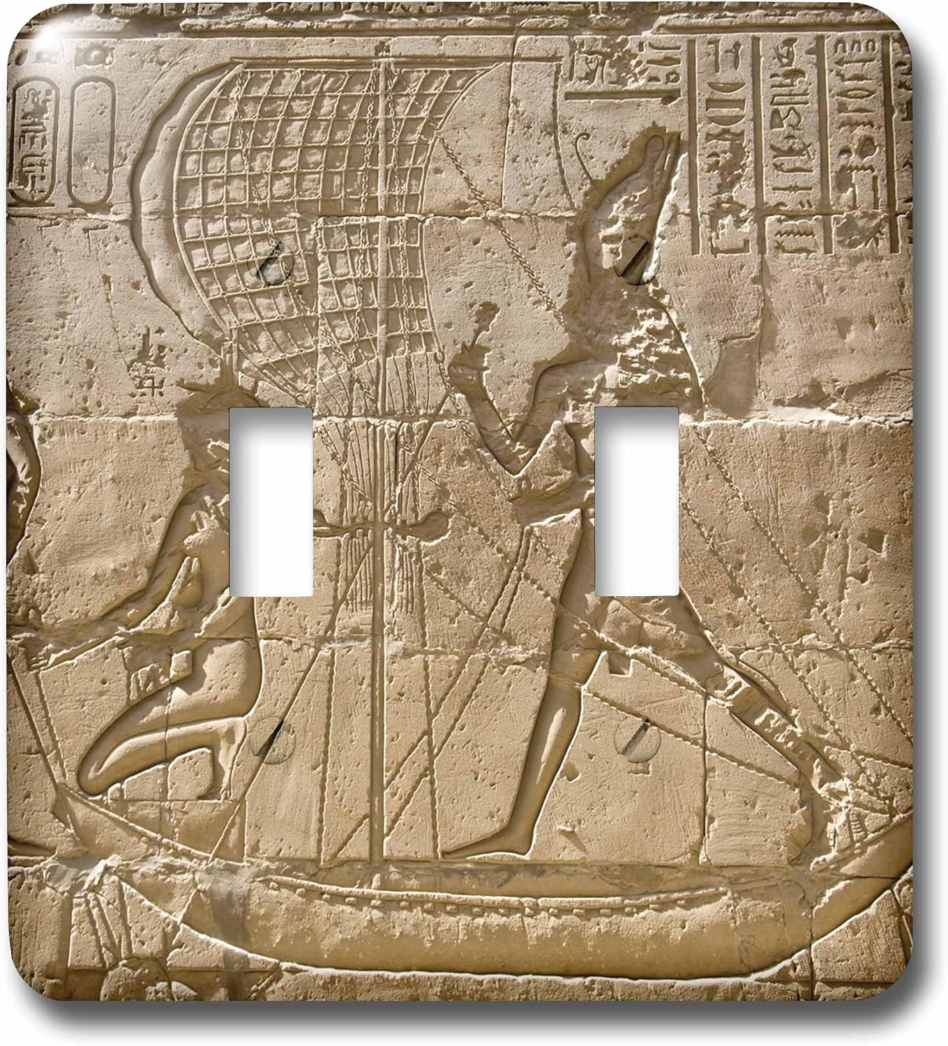 3dRose LLC lsp_69691_2 Egypt, Edfu, Outer Wall Relief, Sacred Funerary Barque-Af14 Dbr0170 Dave Bart ruff Double Toggle Switch