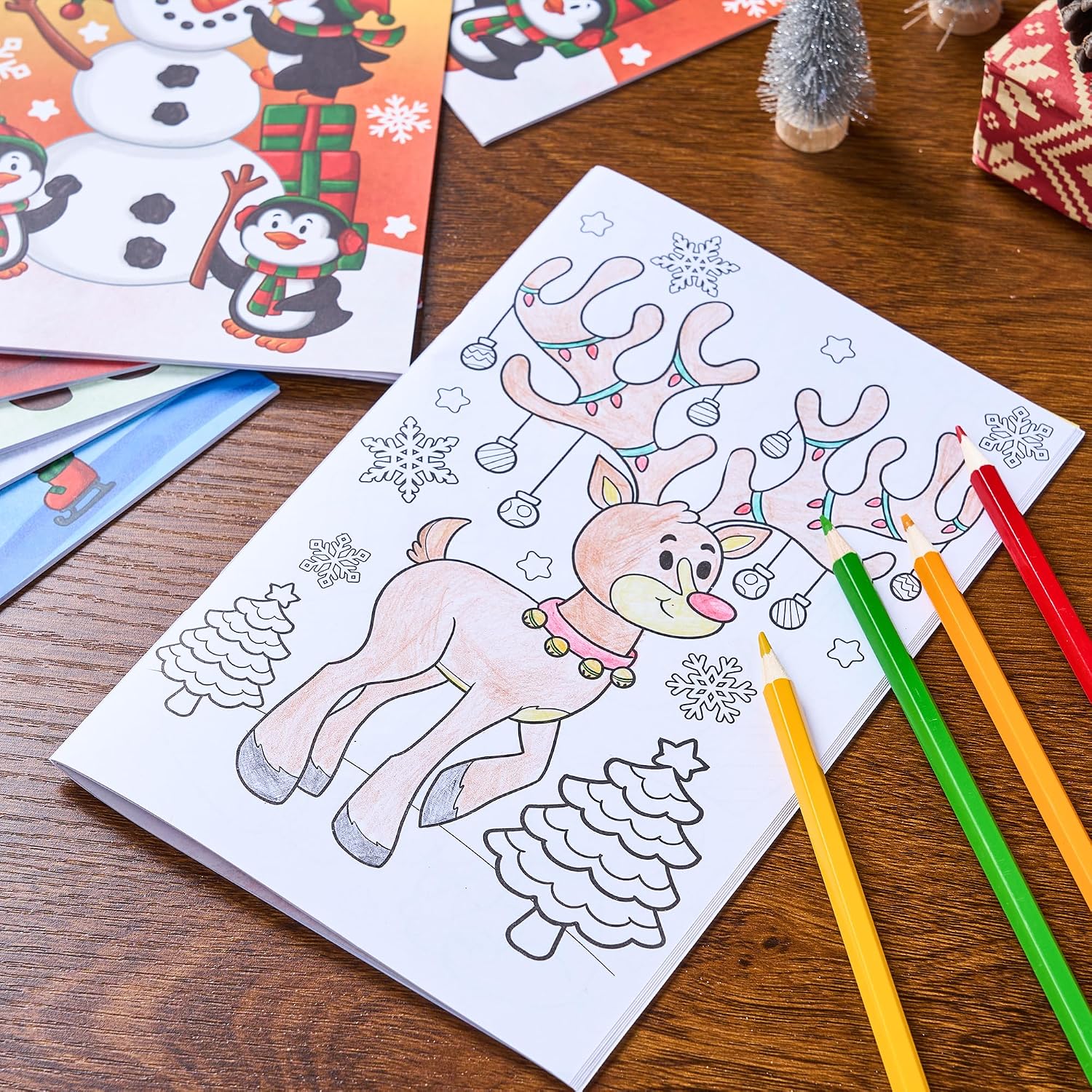 JOYIN 48 Pcs Christmas Coloring Book Bulk in 6 Covers, Xmas Mini Coloring Books for Kids with Snowman, Santa, Reindeer, Make Your Own Craft for Kids School Activities, Party Supplies(Age 8+)