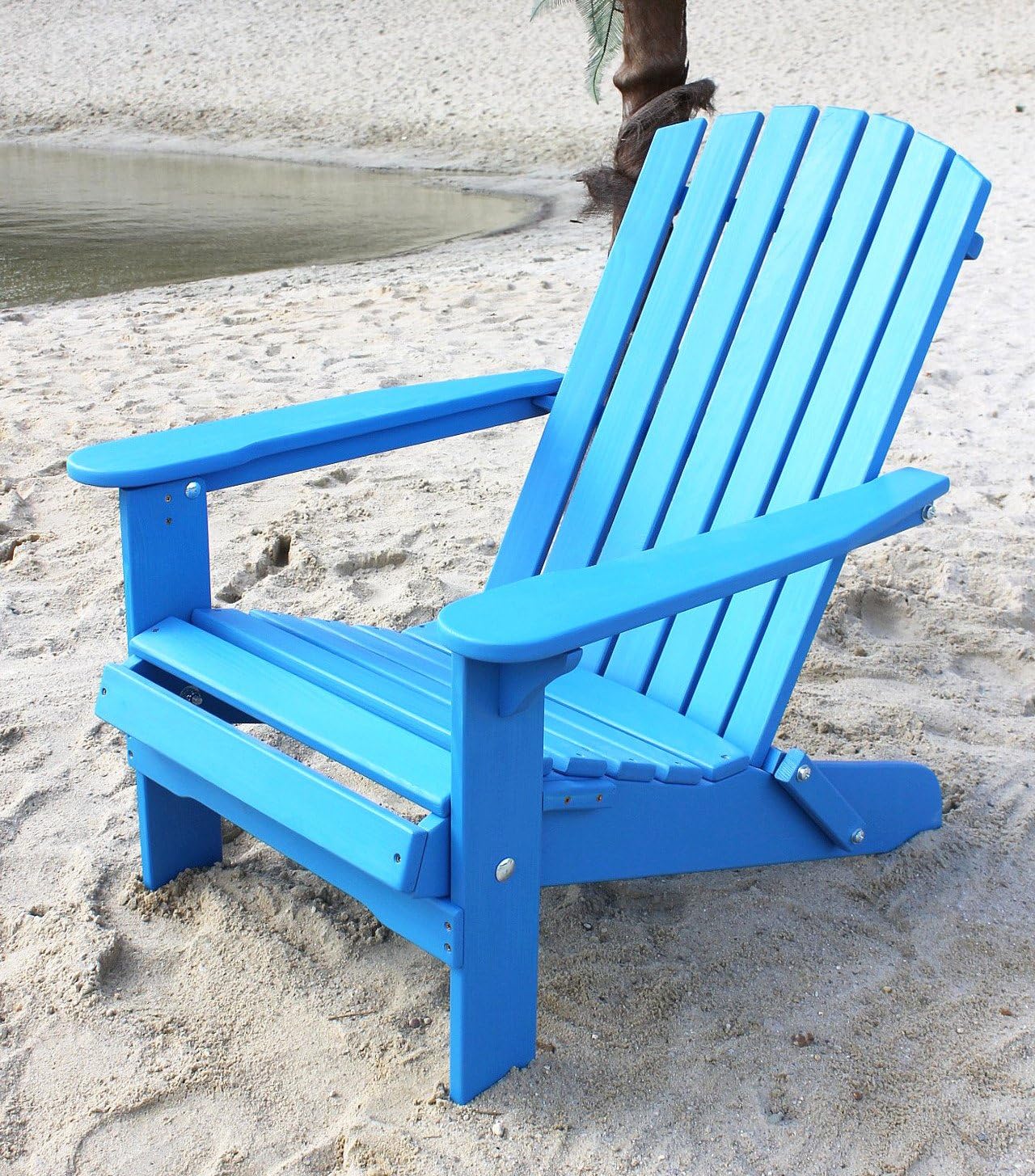 DanDiBo Strandstuhl aus Holz Blau Gartenstuhl klappbar Adirondack Chair