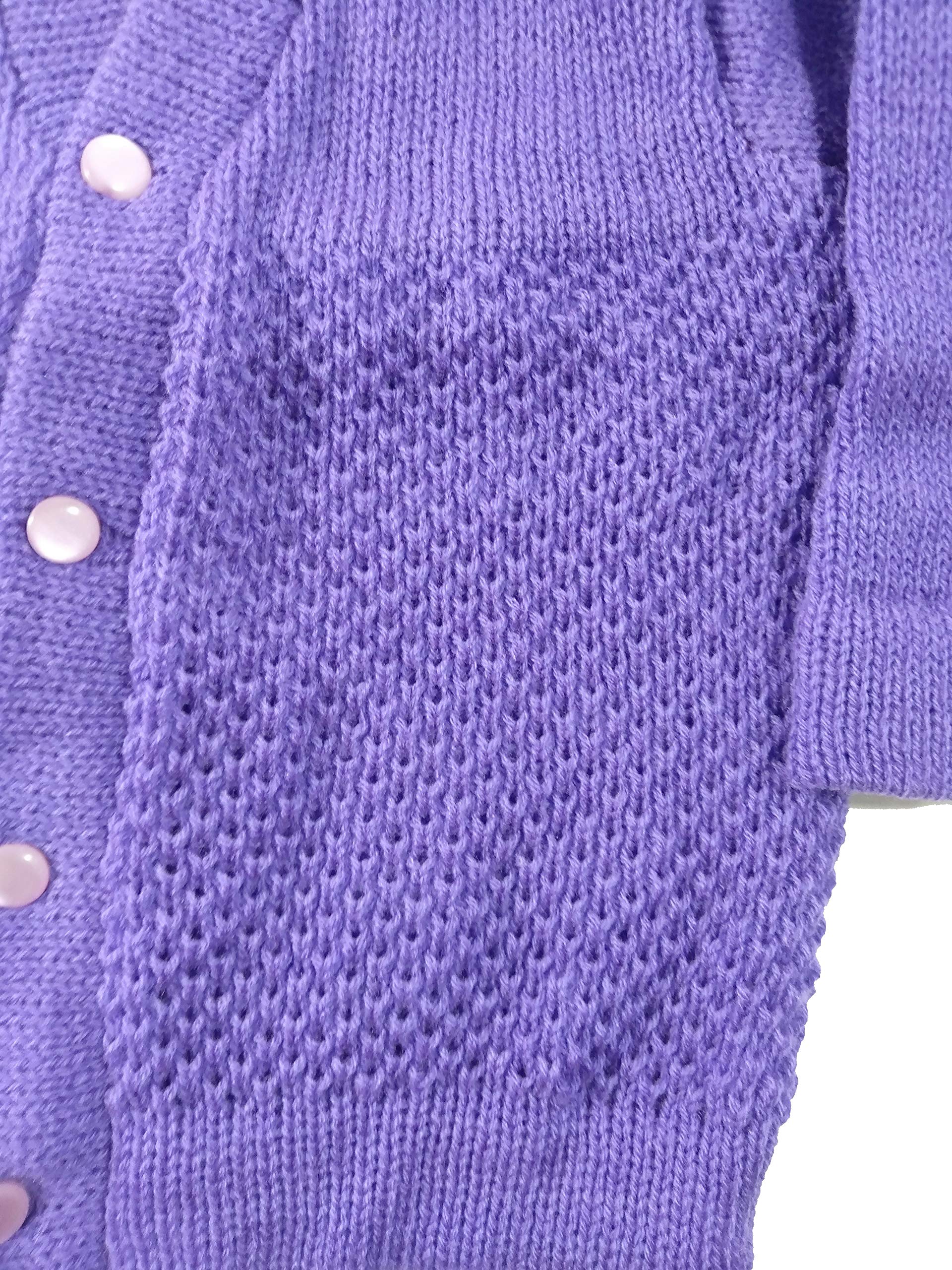 Born Baby Woolen Knitted Sweater Set (3 Piece - 1 Sweater, 1 Cap, 1 Pair of Socks)| (Small 0-6 Months, Large 6-18 Months) (Lavender, Small) 1