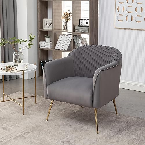 Miniatura 5 de US Pride Furniture Silla moderna de terciopelo para espacios compactos, sillón sofisticado con elegantes patas de metal, solución de asiento ideal