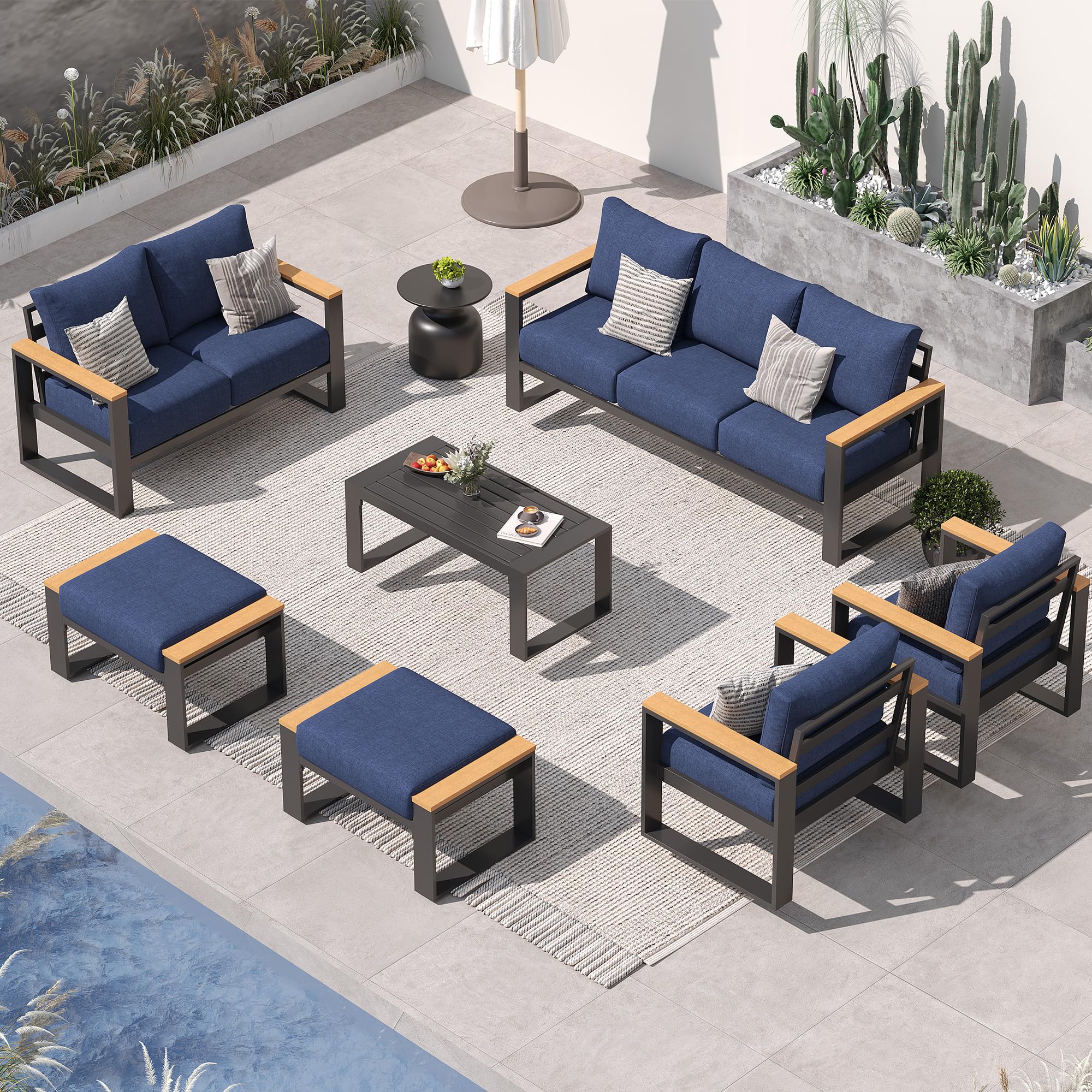 Sundale Outdoor Aluminum Patio Furniture Set with Coffee Table