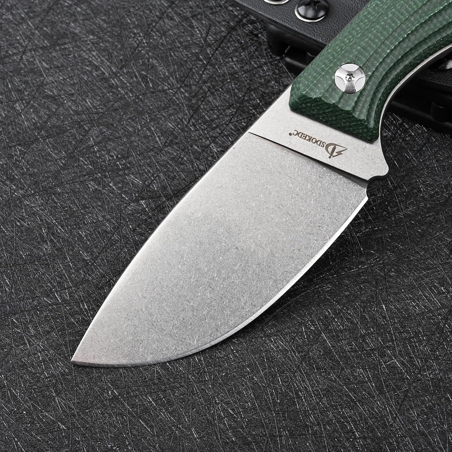 Fixed Blade Tactical Knife DC53 Steel Micarta Handle Kydex Sheath for Camping Hunting EDC (White+Green)