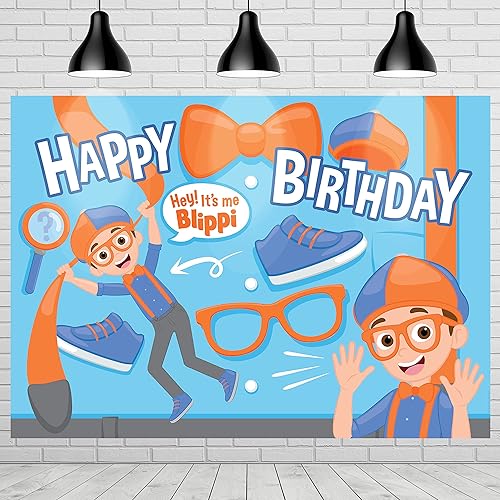 Treasures Gifted Suministros para fiesta de cumpleaños con licencia oficial de Blippi, telón de fondo de Blippi, telón de fondo de feliz cumpleaños