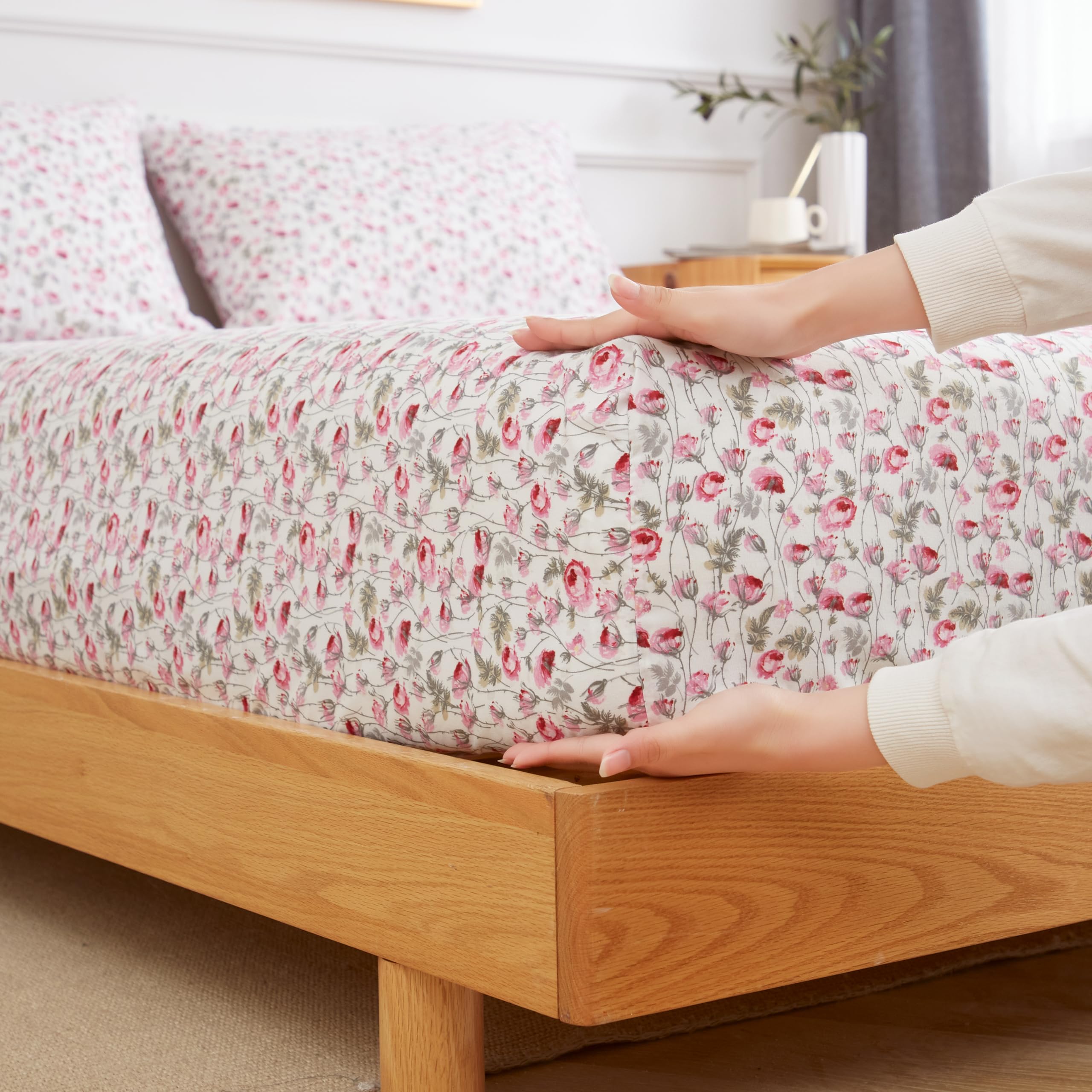 Queen-Size Bettlaken-Set, 4-teilig – Atmungsaktiv, Tiefe Taschen Bis 43 Cm, Burgunderrot