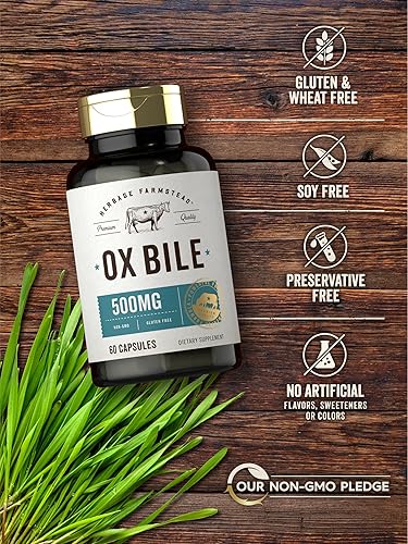 Miniatura 5 de Carlyle Herbage Farmstead Suplemento de bilis de buey 500 mg  60 cápsulas  Enzimas digestivas  Sin OMG y sin gluten  por Herbage Farmstead