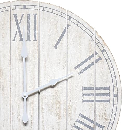 Miniatura 6 de Elegant Designs HG2003-WWH - Reloj de pared rústico costero grande de 23 pulgadas, color blanco lavado