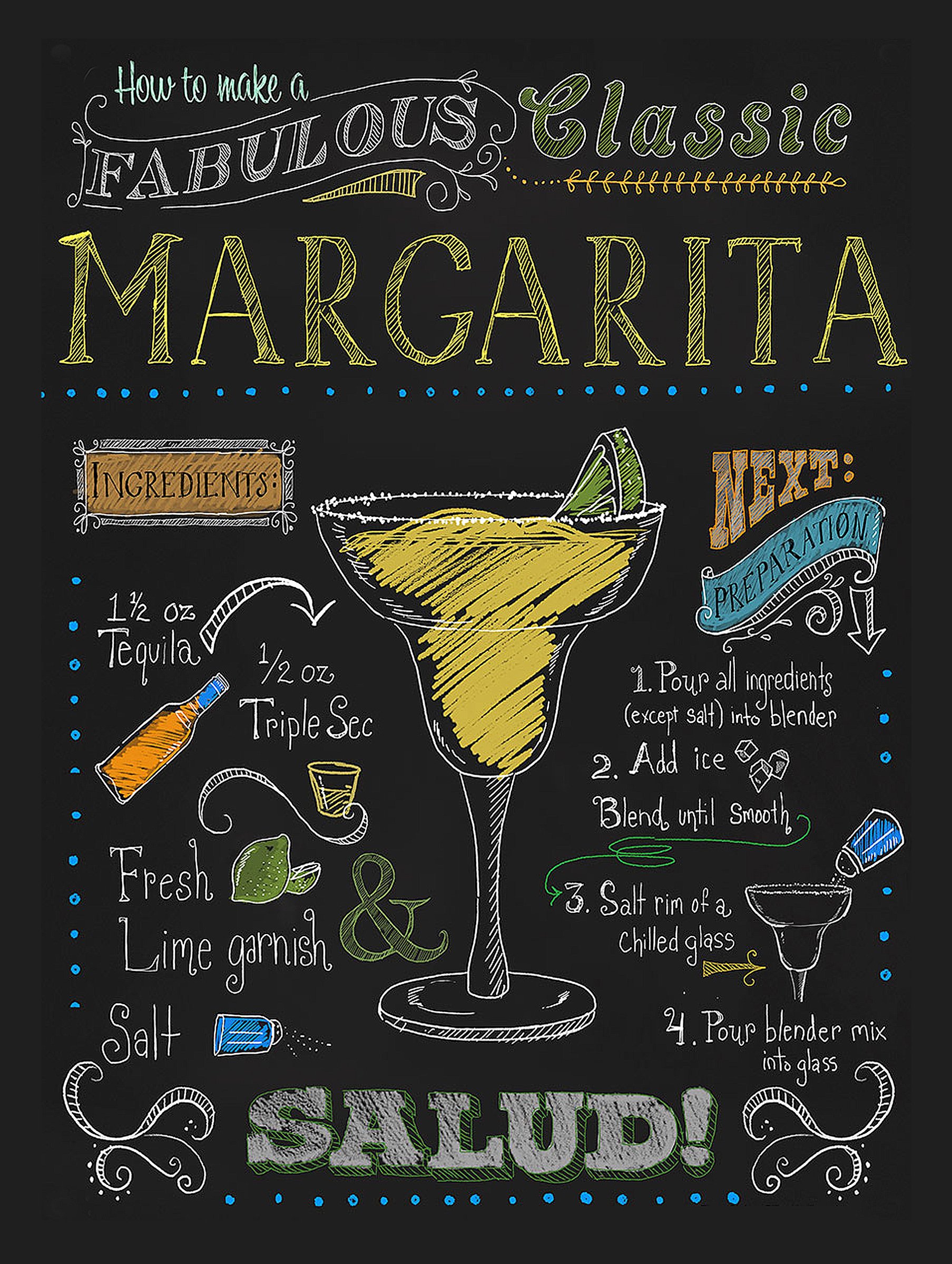 Shawprint Limited Mixed Colours Margarita Retro Metal Tin Wall Plaque Sign Novelty Gift Home Bar Shed Man Cave Kitchen (150Mm X 200Mm (6" X 8")