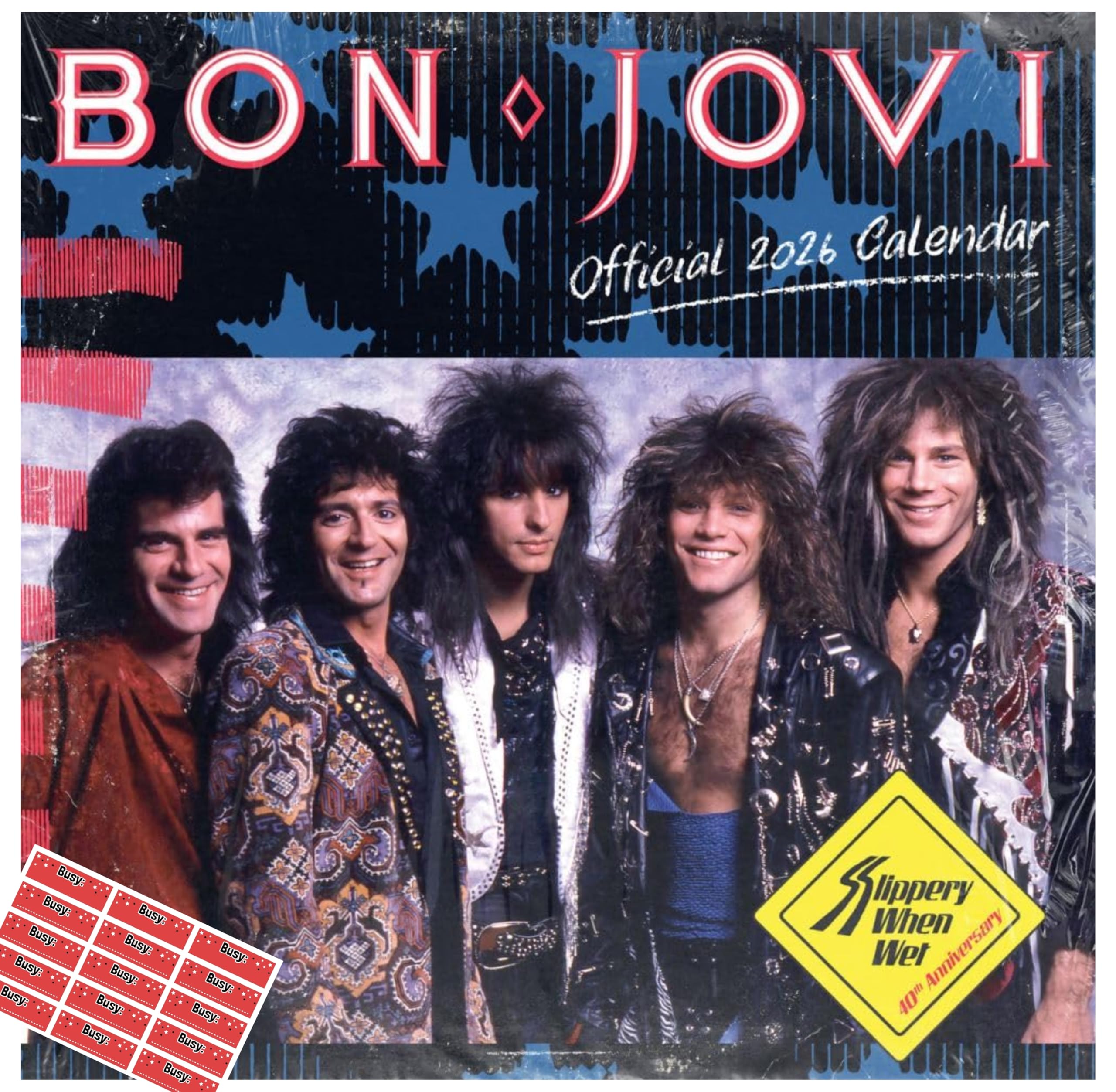 Bon Jovi Calendar 2026 Square Wall Hanging Calendar with Free Organisational Stickers Included