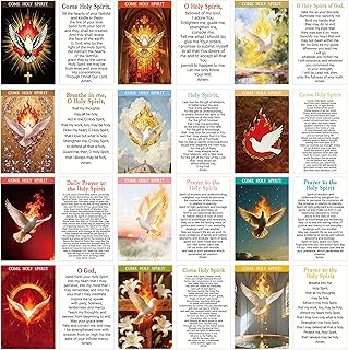 Motiskyy 120 Pcs Catholic Gifts Catholic Holy Spirit Dove Fire Themed Prayer Cards Holy Spirit Christian Gift for Homeschool Student Sunday School Study Religious Education Activity