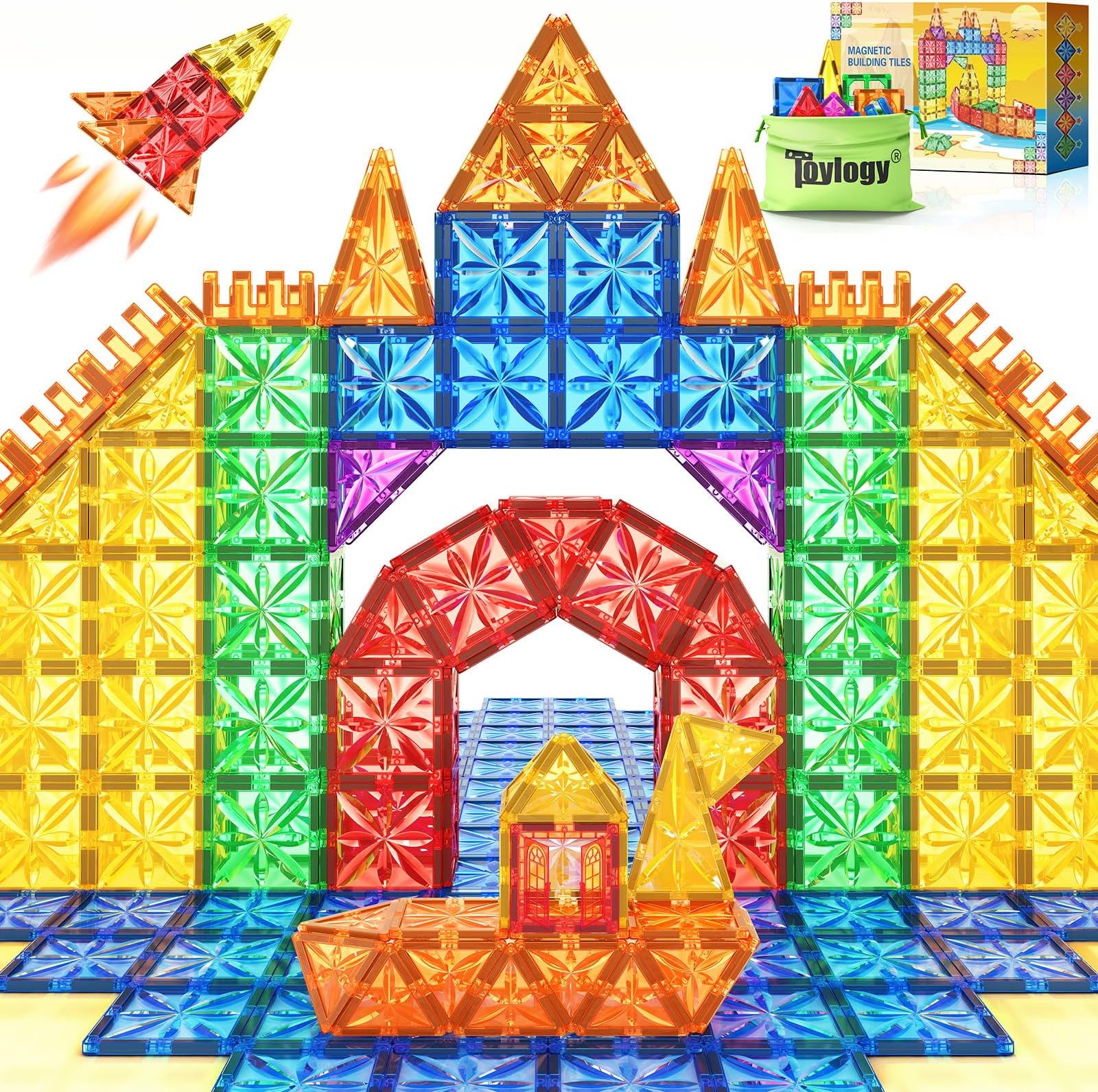 50PCS Magnetic Tiles Kids Toys for Toddler STEM Magnet Building Blocks Toys, Magnet Tiles Edition Preschool Toys Classroom Must Haves for Kids Games, Sensory Toys for Boys & Girls Age 3-5 4-8 6-8
