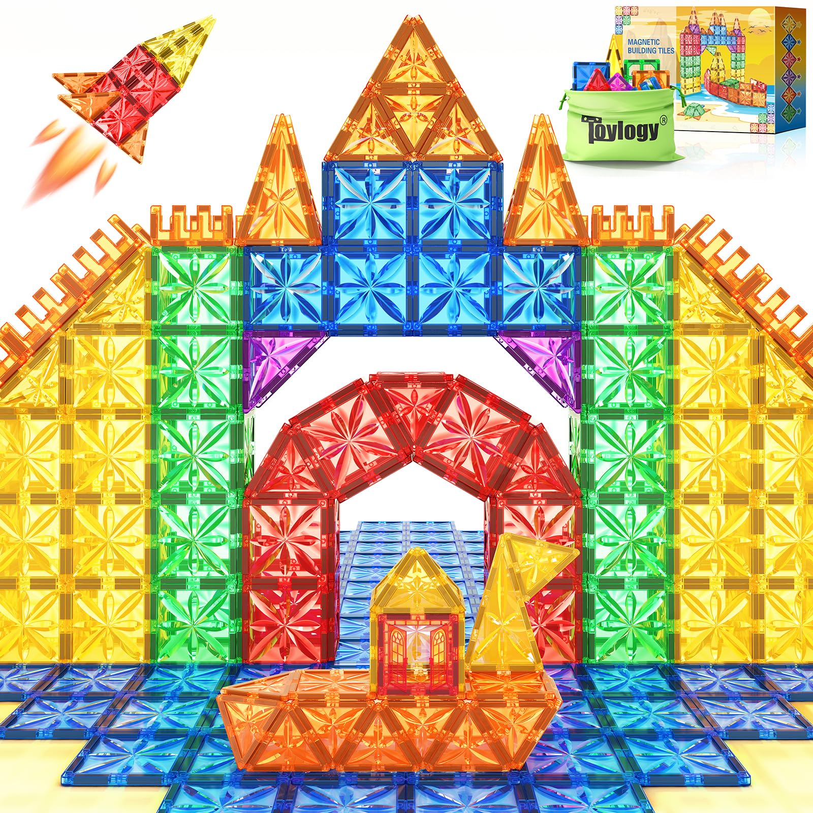 50PCS Magnetic Tiles Kids Toys for Toddler STEM Magnet Building Blocks Toys, Magnet Tiles Edition Preschool Toys Classroom Must Haves for Kids Games, Sensory Toys for Boys & Girls Age 3-5 4-8 6-8