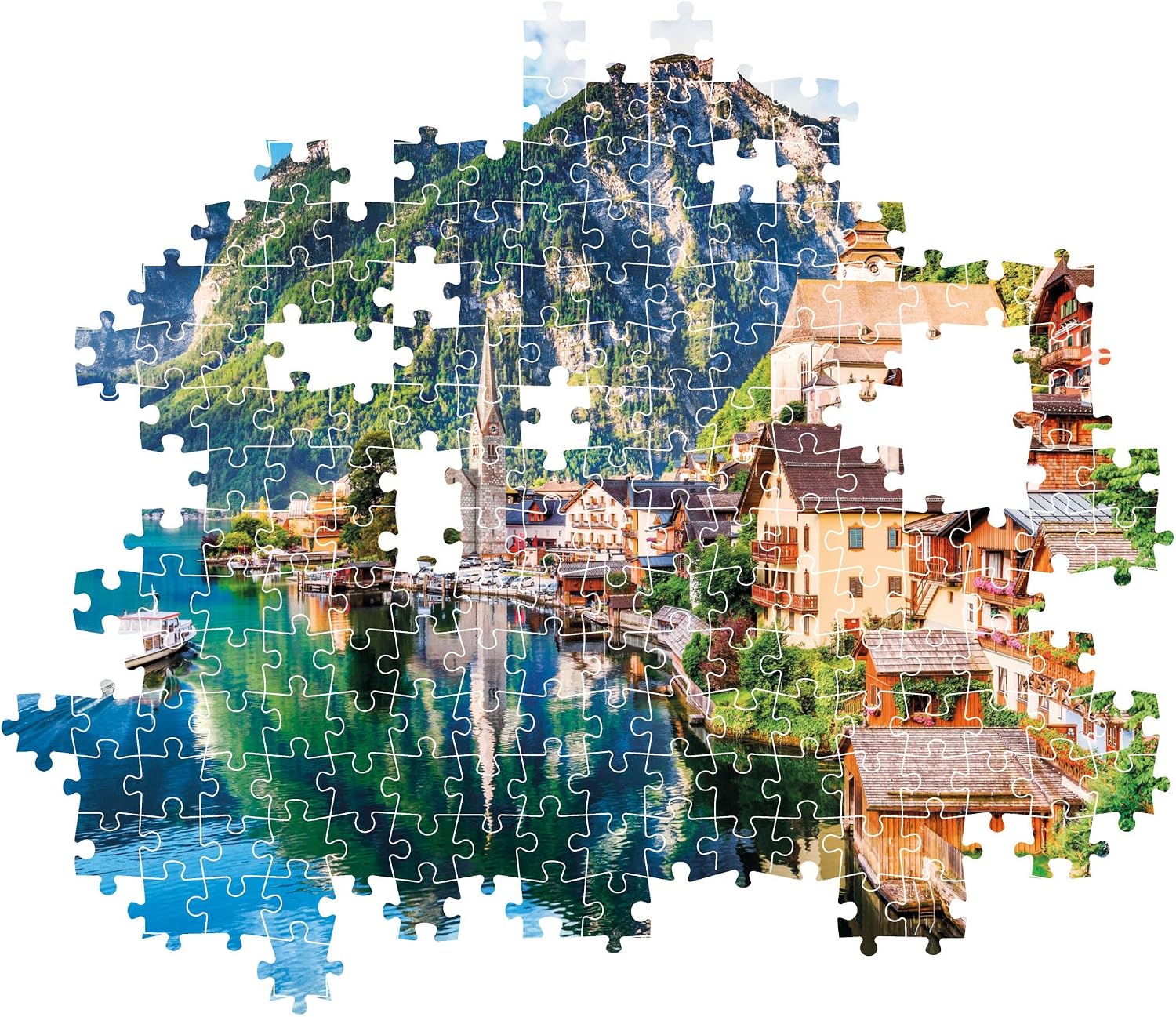 Clementoni 31714 Jigsaw Collection-Hallstatt 1500 Pieces-Poster Included, Puzzle for Adults 14-99 Years, Gift for Men/Women, Made in Italy, Multicolor