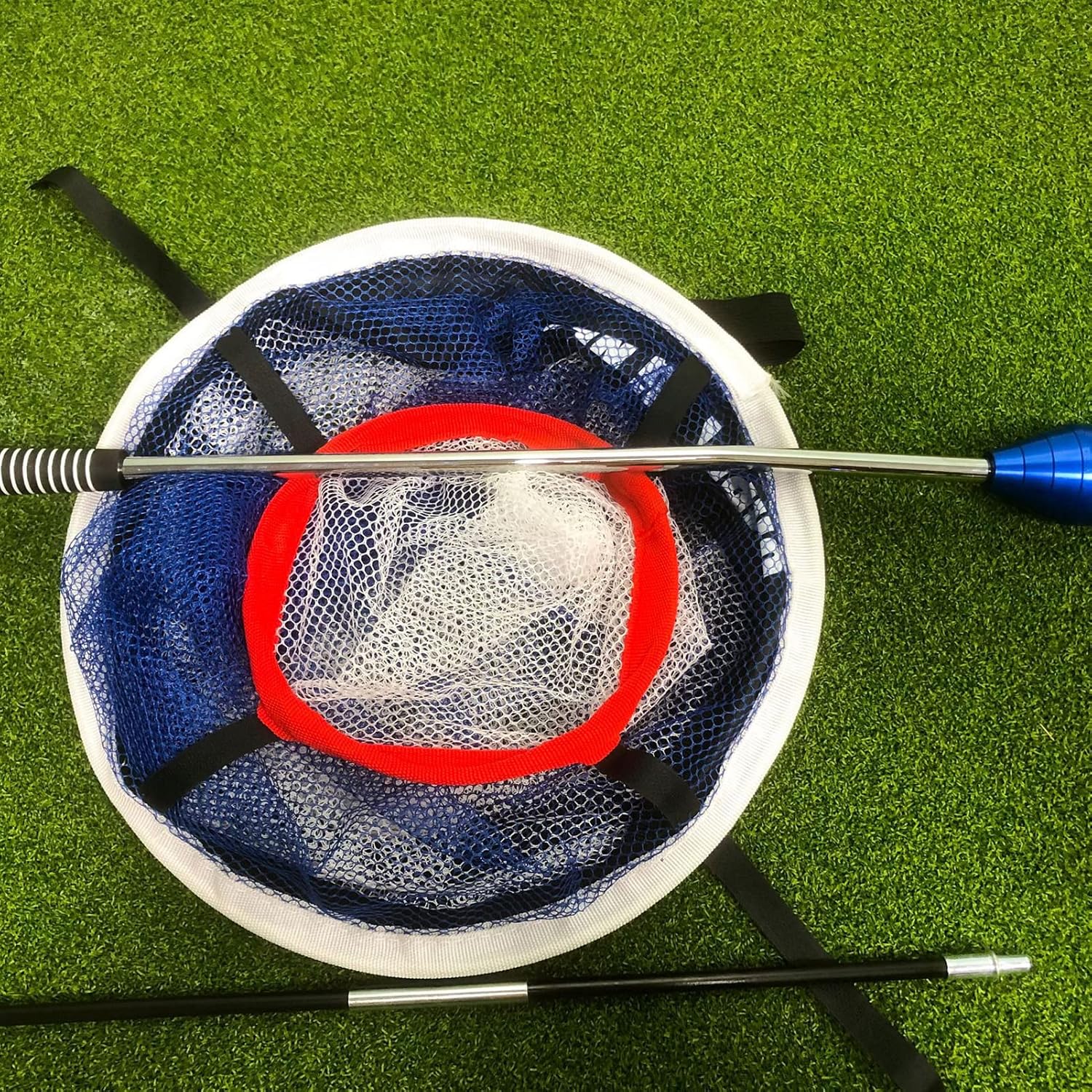 Golf Practice Chipping Net with Golf Hitting Mat, Pop Up Golf Nets Portable Chipping Net Golf Target Wooden Tees Rubber Tee Holder Golf Balls Fixed Parts for Swing T Blue (Black)