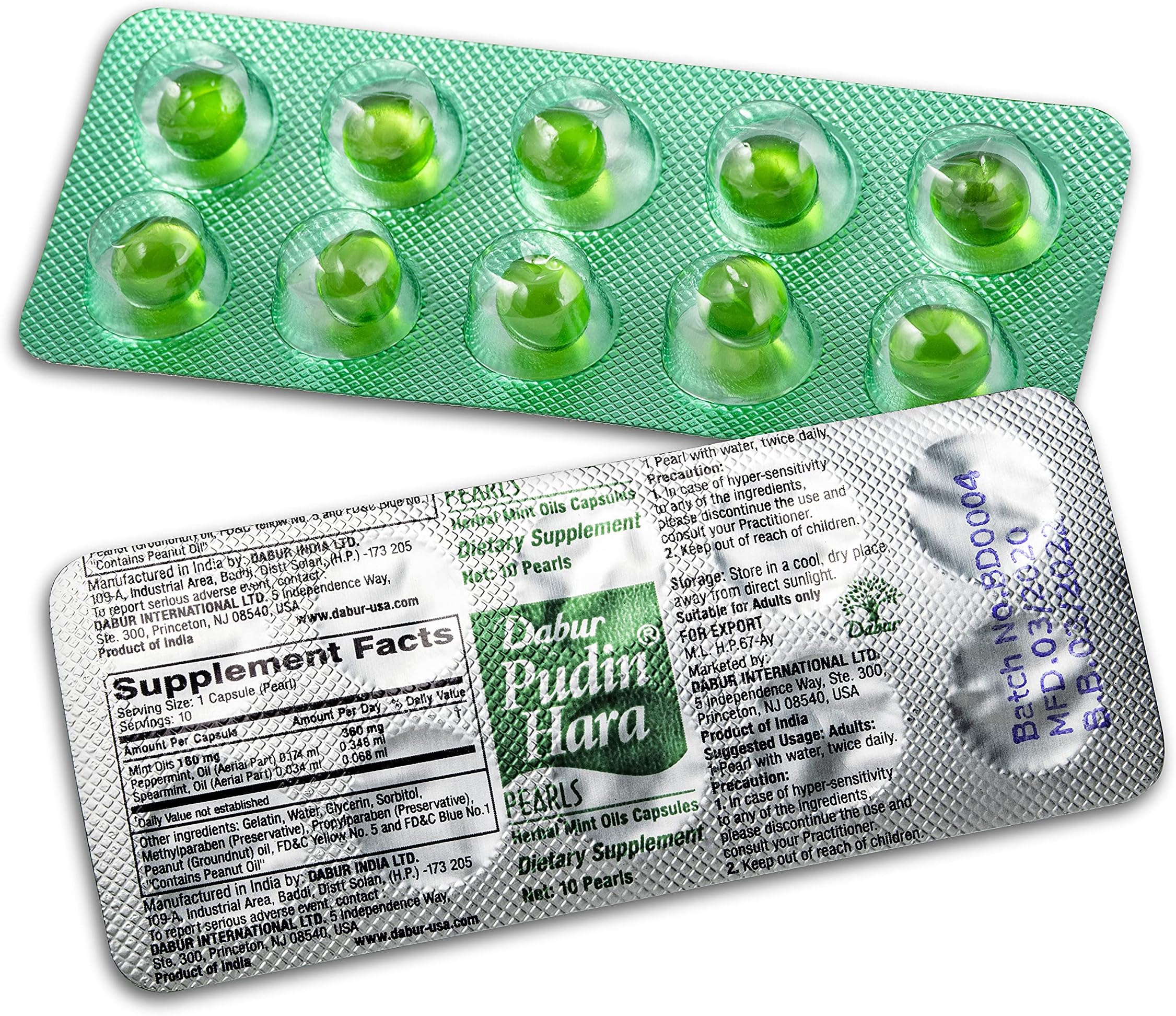 Dabur Pudin Hara Pearls (Strip of 10 pearls) - 1 strip