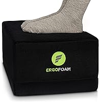 Vista 1 de ErgoFoam Reposapiés XL para debajo del escritorio en el trabajo para taburetes y sillas altas, respaldado por quiropráctico, reposapiés ajustable 2