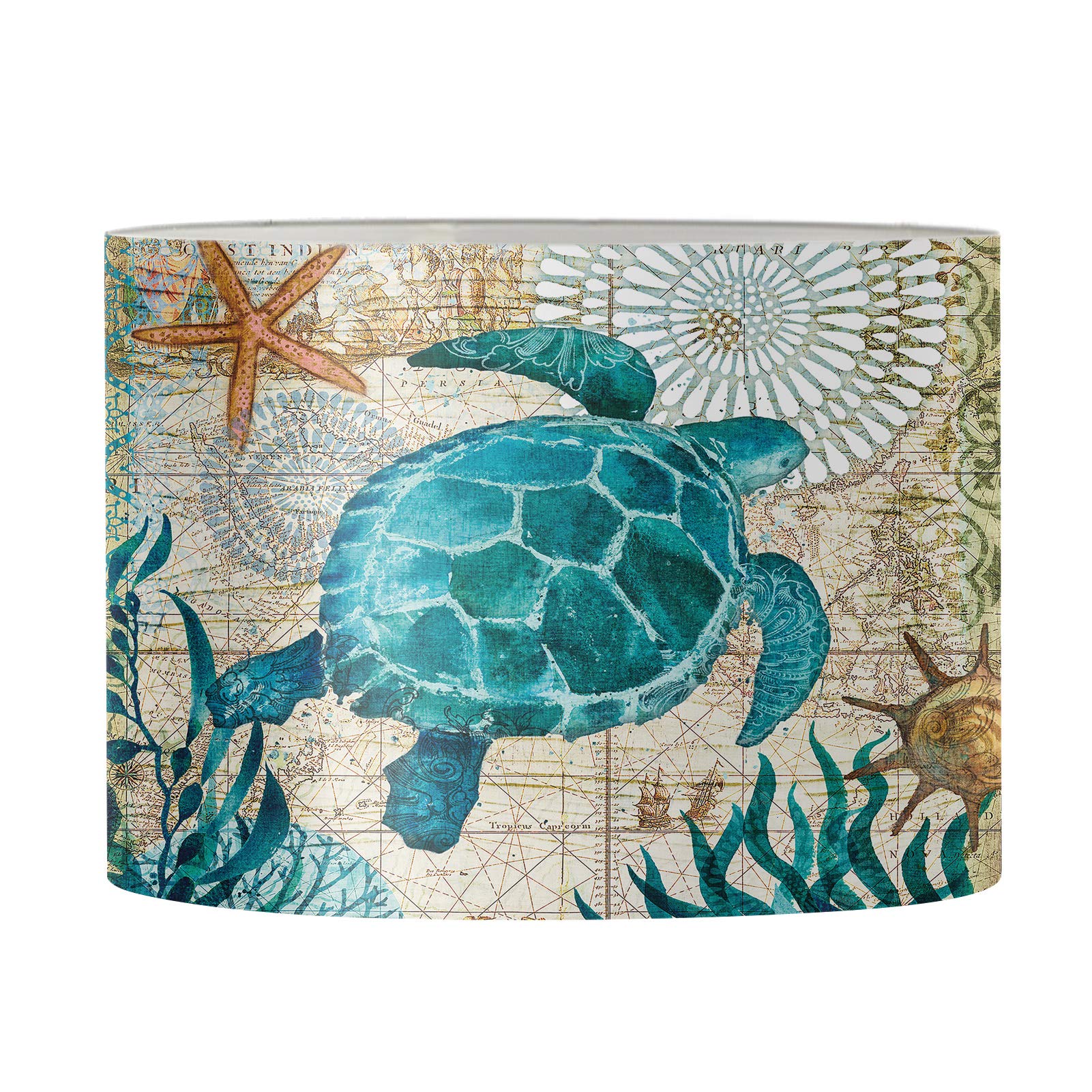 Biyejit Sea Turtle Round Shaped Lampshade, Fabric Cloth Lampshade Lamp Shade for Home Decor for Women Men Family Gifts