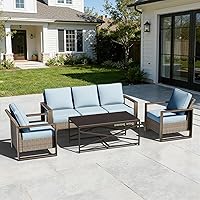 Vista 70 de Sofá de Mimbre Metálico para Patio de 75", Sofá Sillón de Ratán para Exteriores de 3 Asientos para Todo Tipo de Clima con Cojines Premium