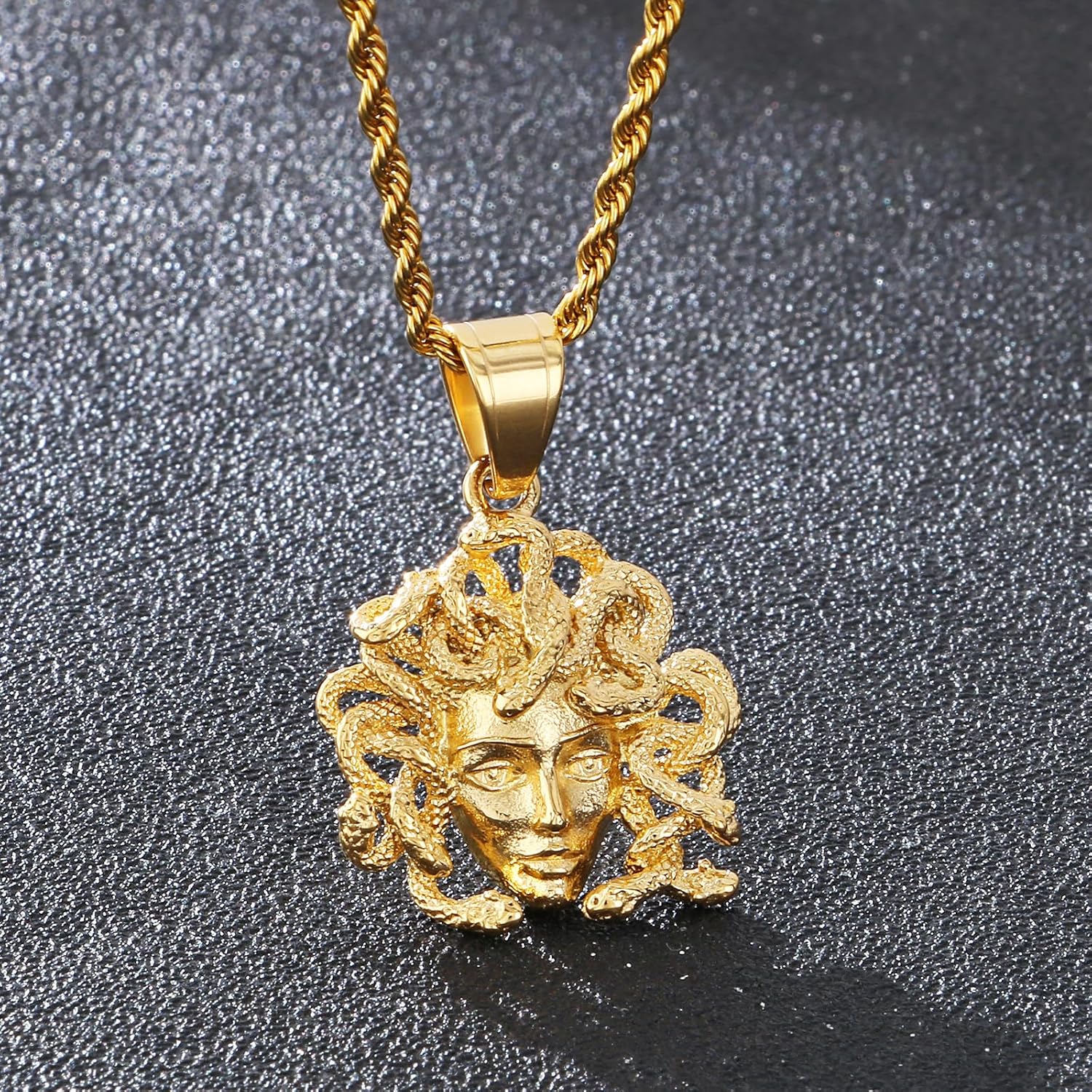 Gothic Skull Snake Necklace for Men Women Stainless Steel Silver Tone Cuban Link Chain Punk Retro Mens Jewelry Pendant Necklace - Image 3