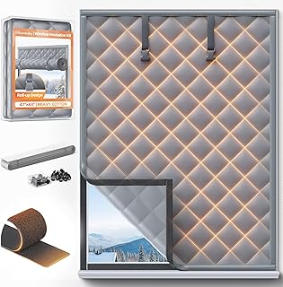 Window Insulation for Winter 47"×63" Windows Insulation Kit Thermal Insulated Window Cover Fit Max Size 46"×62"with Hook & Loop Insulated Curtains for Winter Windows Blanket in Bedroom Attic RV
