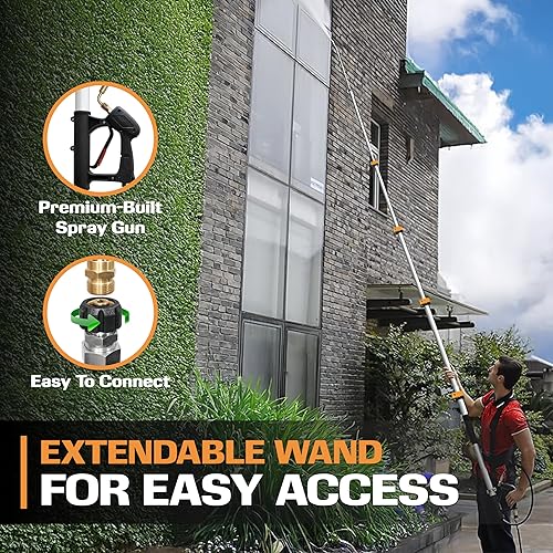 Miniatura 2 de EDOU Varita telescópica directa para lavadora a presión de 19 pies  Resistente  Presión máxima de trabajo de 4,000 PSI  Incluye conexión rápida de