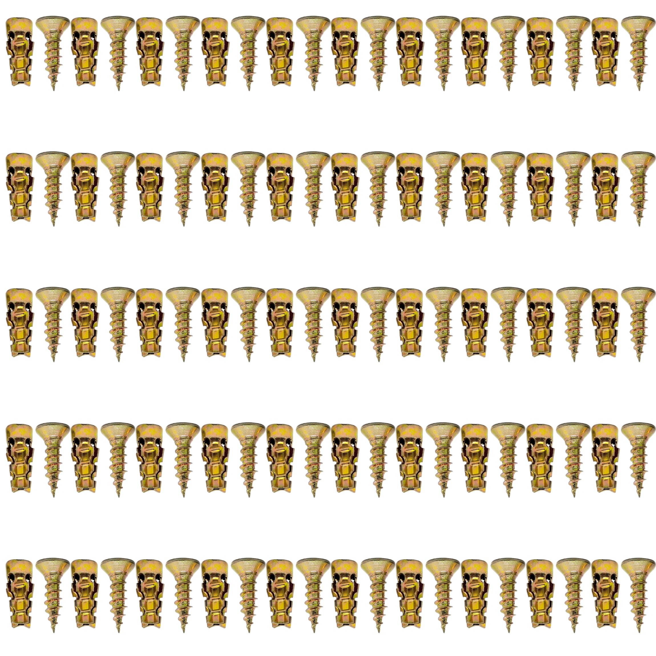 Takingup Golden 50 Sets Expansion Anchors & Screws Wall Anchors For Hinges For Wood, Tile & Stone, Gold Galvanized Iron, 6×14Mm Wall