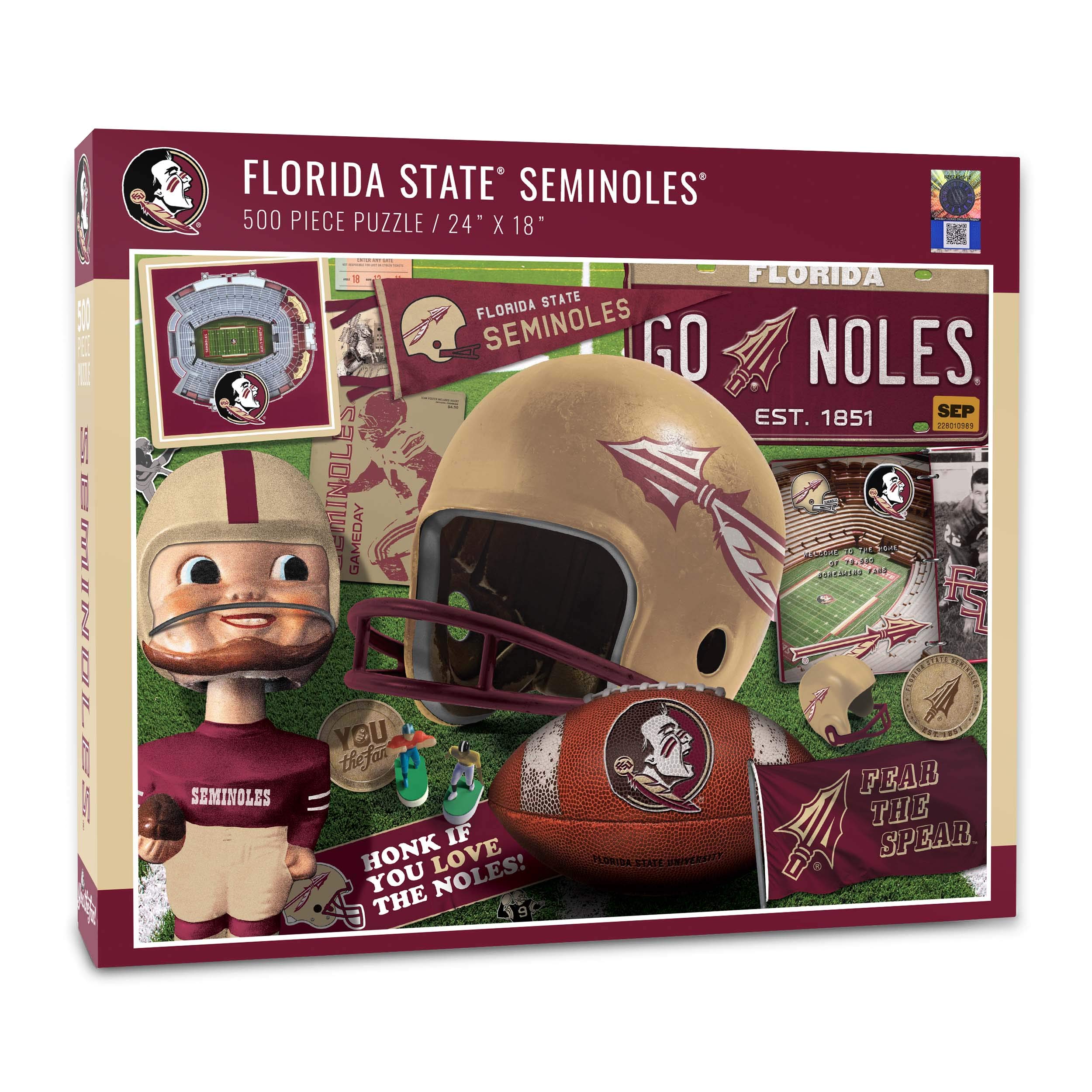 YouTheFan NCAA Florida St Seminoles Retro Series Puzzle - 500 Pieces, Team Colors, Large