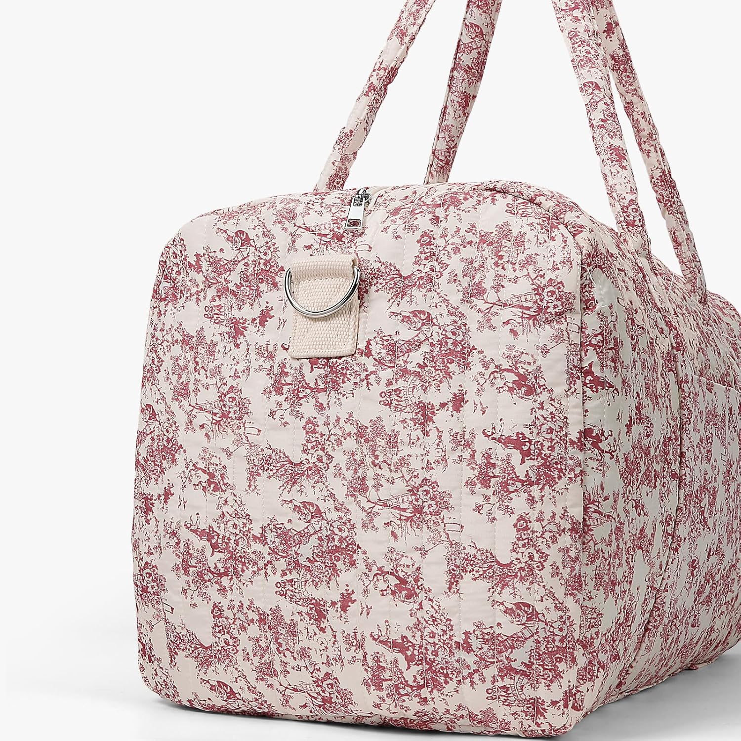 Quilted Duffle Bag for Women Floral Duffel Bags for Travel Cute Weekender Bags Baby Hospital Bag