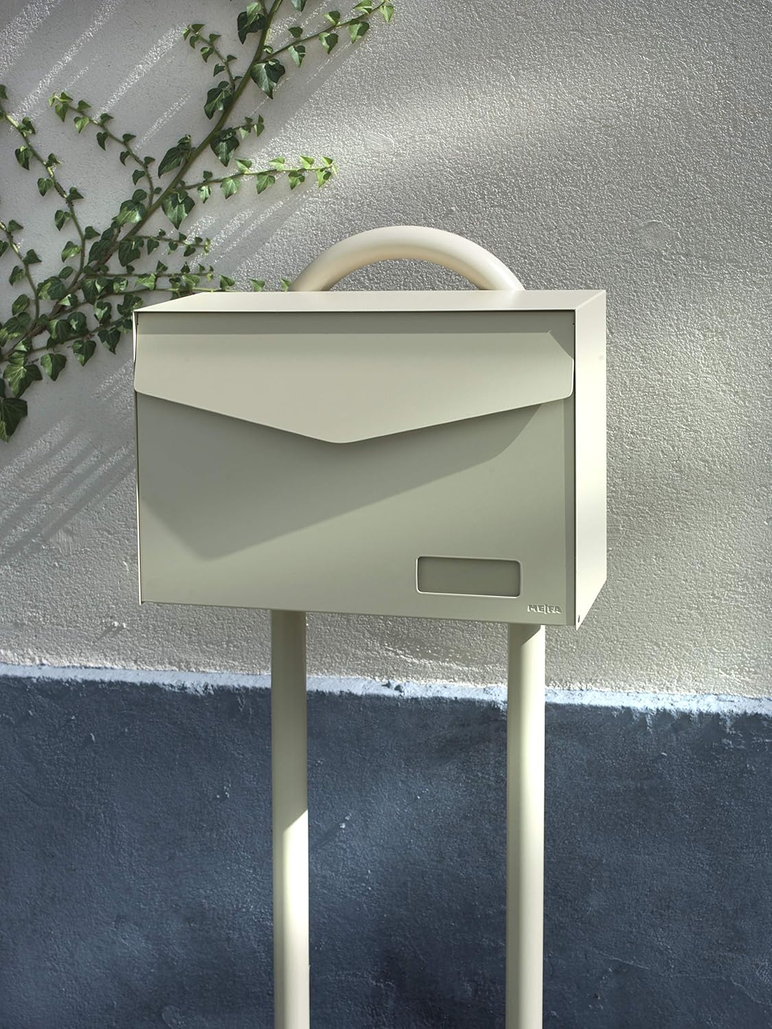 MEFA 113222M Letter Box with Name Plate, Ivory Colour, Post Box with Security Lock, Size 312 x 430 x 178 mm