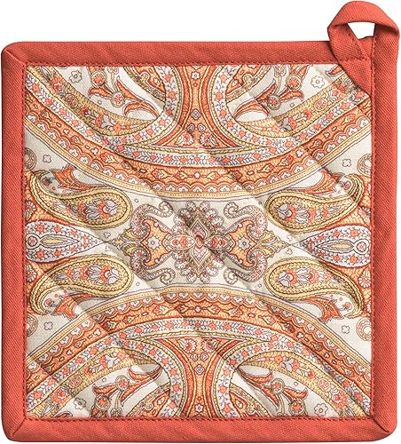 Maison d' Hermine - Agarradera con asa Estampado de Cachemira, 100 % algodón, resistente al calor, para hacer una barbacoa, cocinar, hornear, para