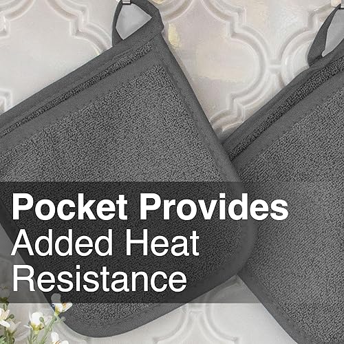 Miniatura 6 de Ritz - Guante de bolsillo de rizo y almohadilla resistente al calor, duradero, 100% algodón, diseño ergonómico para un agarre óptimo, fácil cuidado,