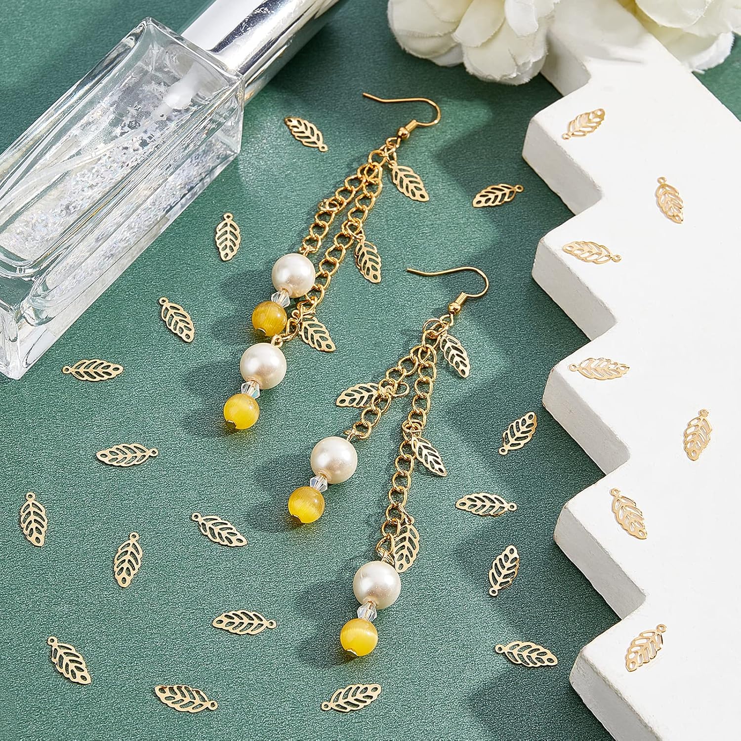 UNICRAFTALE about 120pcs Golden Leaf Pattern Charms Stainless Steel Pendants Metal Hollow Leaf Charm for Necklace Jewelry Making, Hole 1mm - Image 4