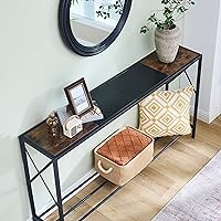 Vista 7 de Tajsoon Mesa de consola de 55.1 pulgadas, mesa de entrada industrial, mesa de sofá estrecha con estantes, mesa de pasillo para entrada, entrada