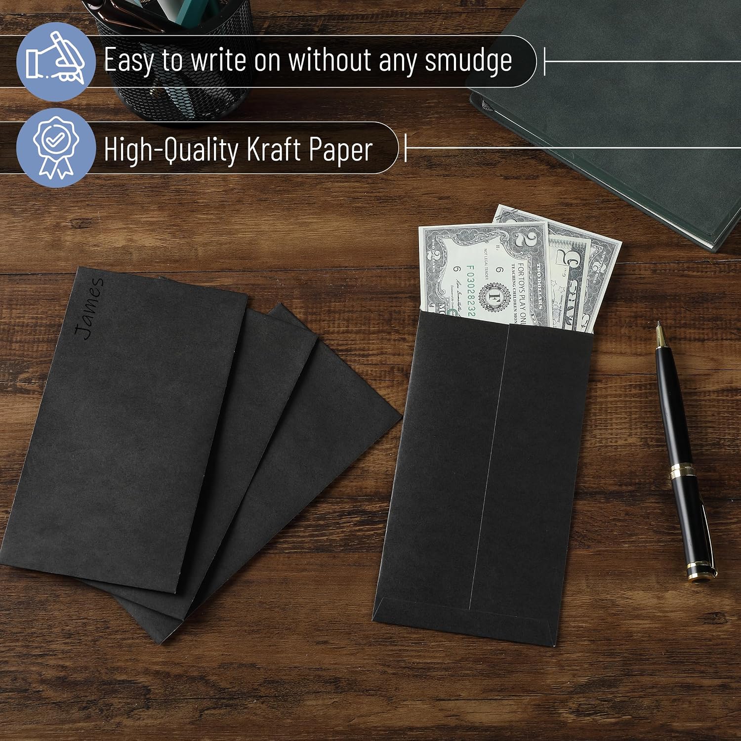 Mr. Pen- Money Envelopes for Cash, 6.5" x 3.5", 100 Pack, Kraft Paper | Self-Adhesive Bulk Cash Envelopes for Budgeting, Money and Coin Saving, Check, Budget, Small Item Organizing image 4