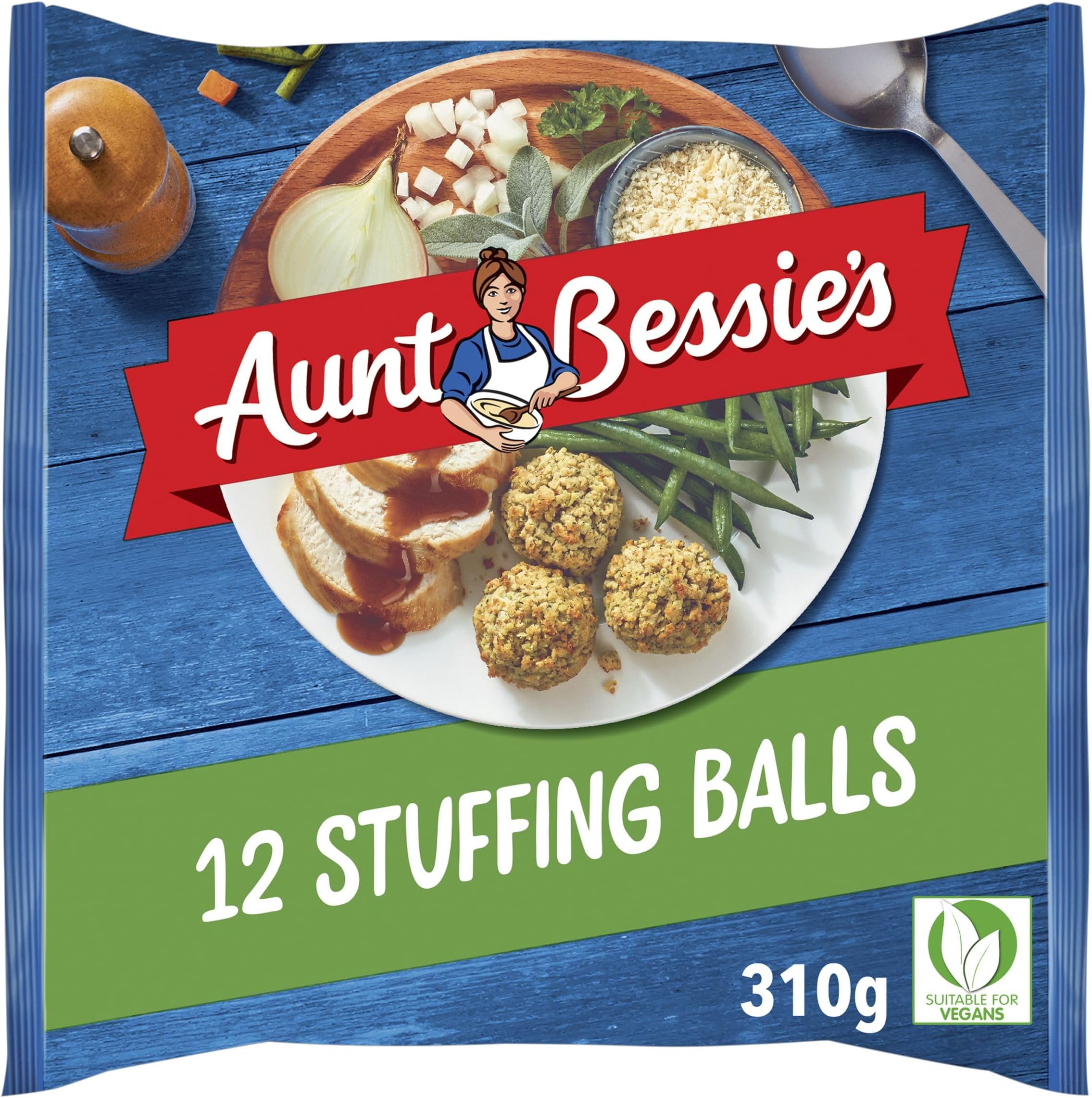 Aunt Bessies Sage & Onion Stuffing Balls, 310g (Frozen)