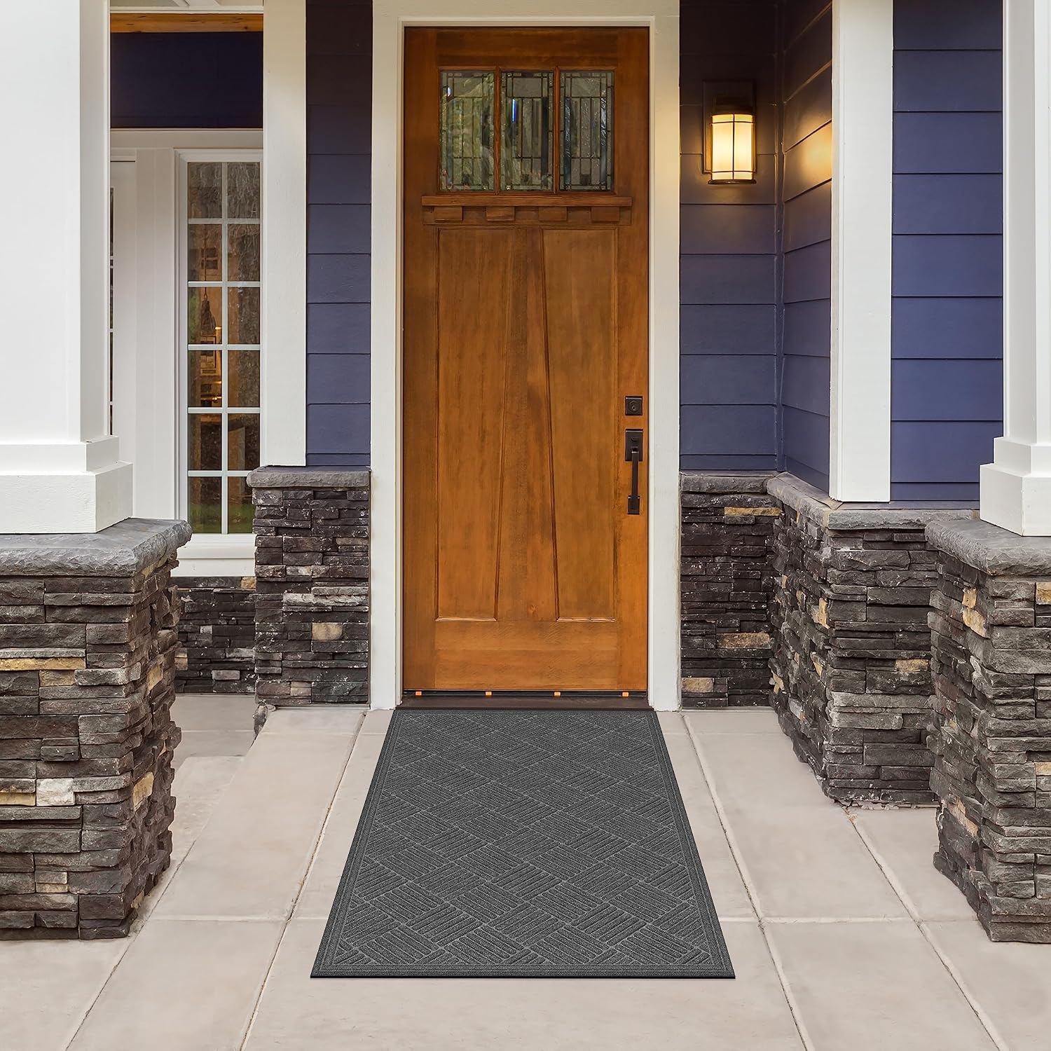Apache Mills Textures Crosshatch Entrance Mat, 3-Feet by 5-Feet, Charcoal (60-461-1901-3x5)