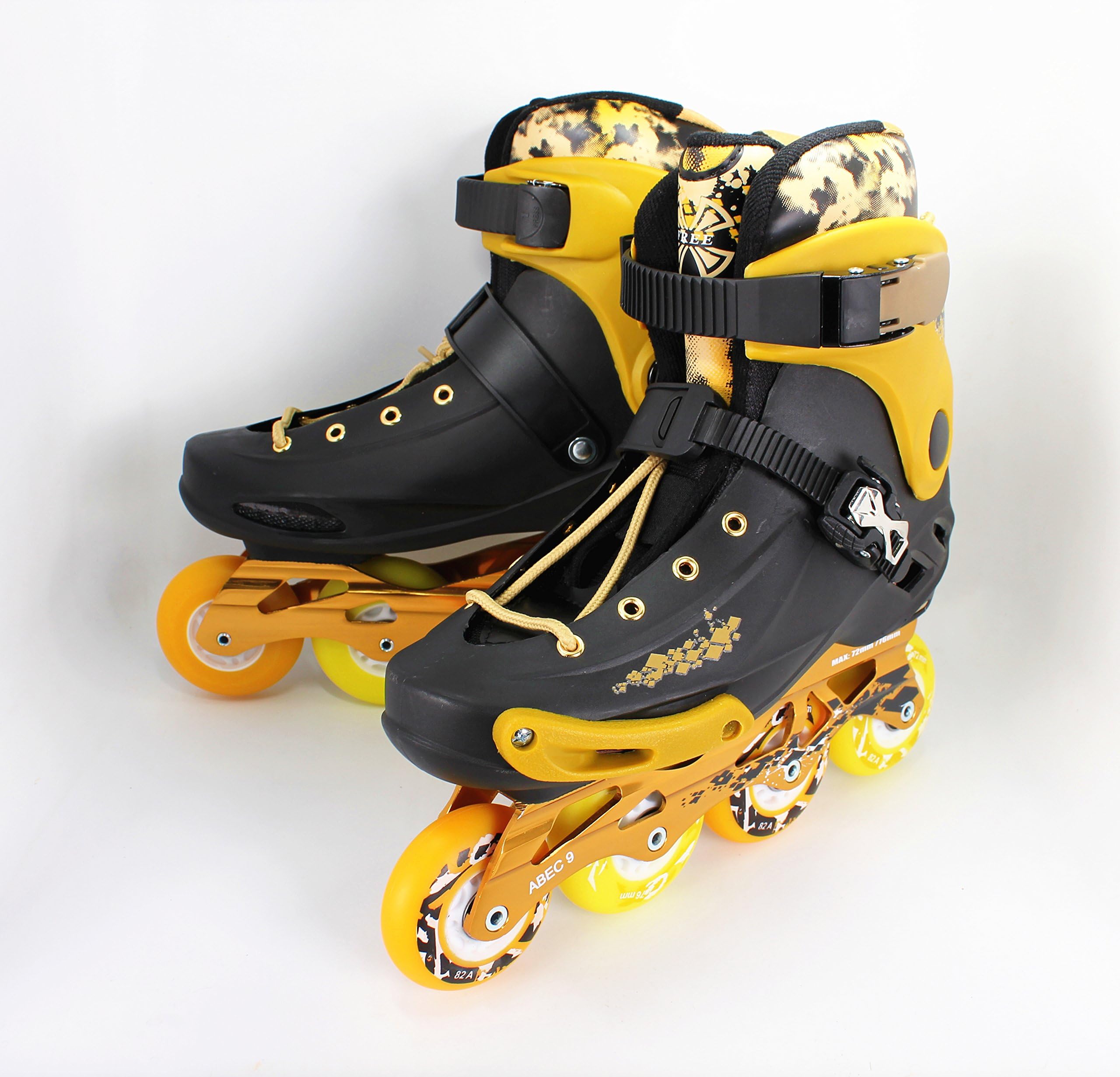 X Free Adults Unisex Professional Racing Inline Skate (Black Gold)