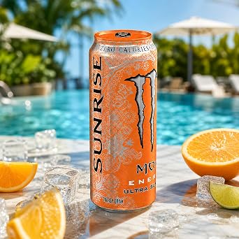 Energy Ultra Sunrise, Orange Flavored Sugar Free Energy Drink, 16 oz, Value Pack of 24 CT
