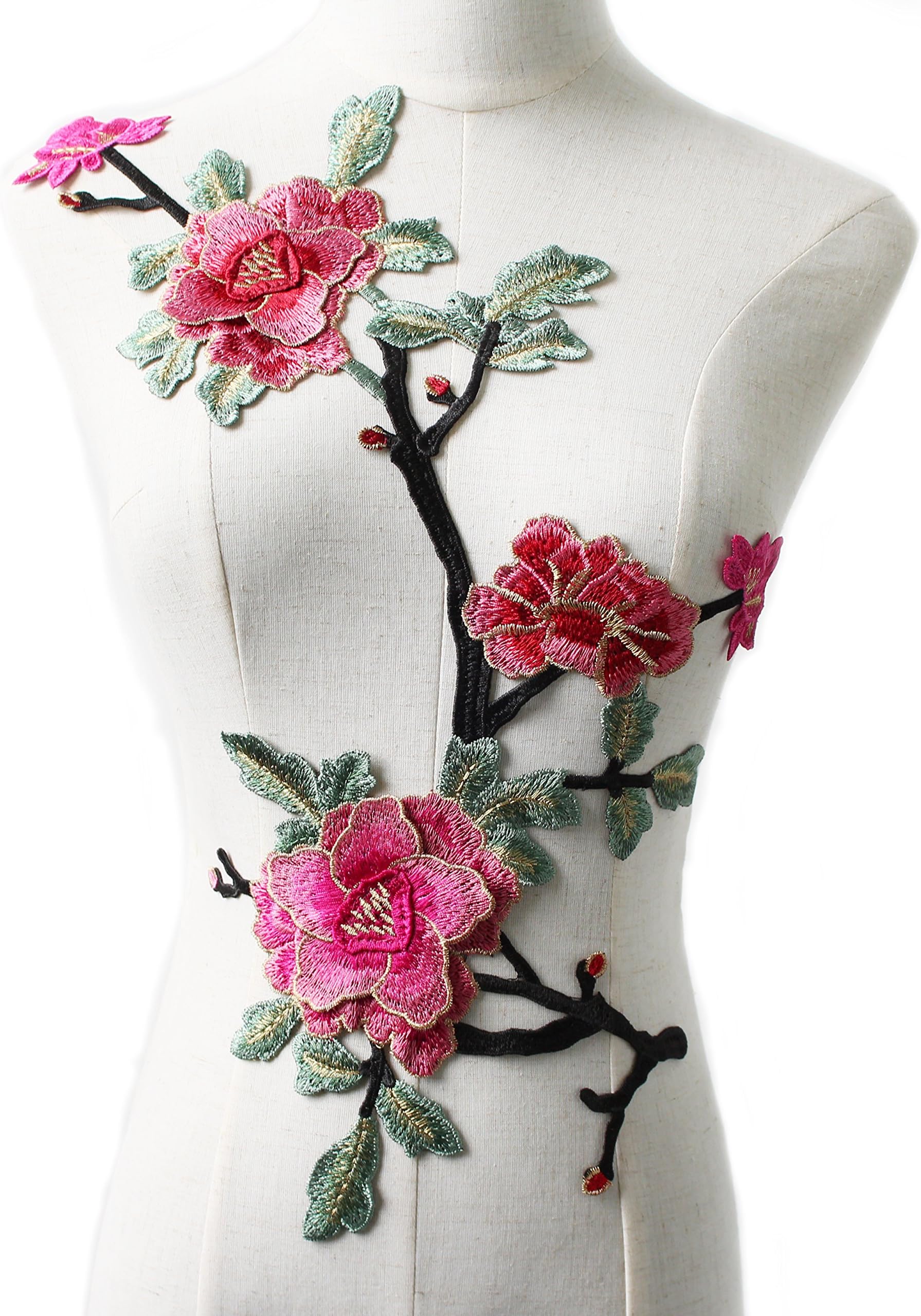 1PC Rose Flower Applique Badge Embroidered Floral Collar Sew Patch Bust Dress Jeans Craft