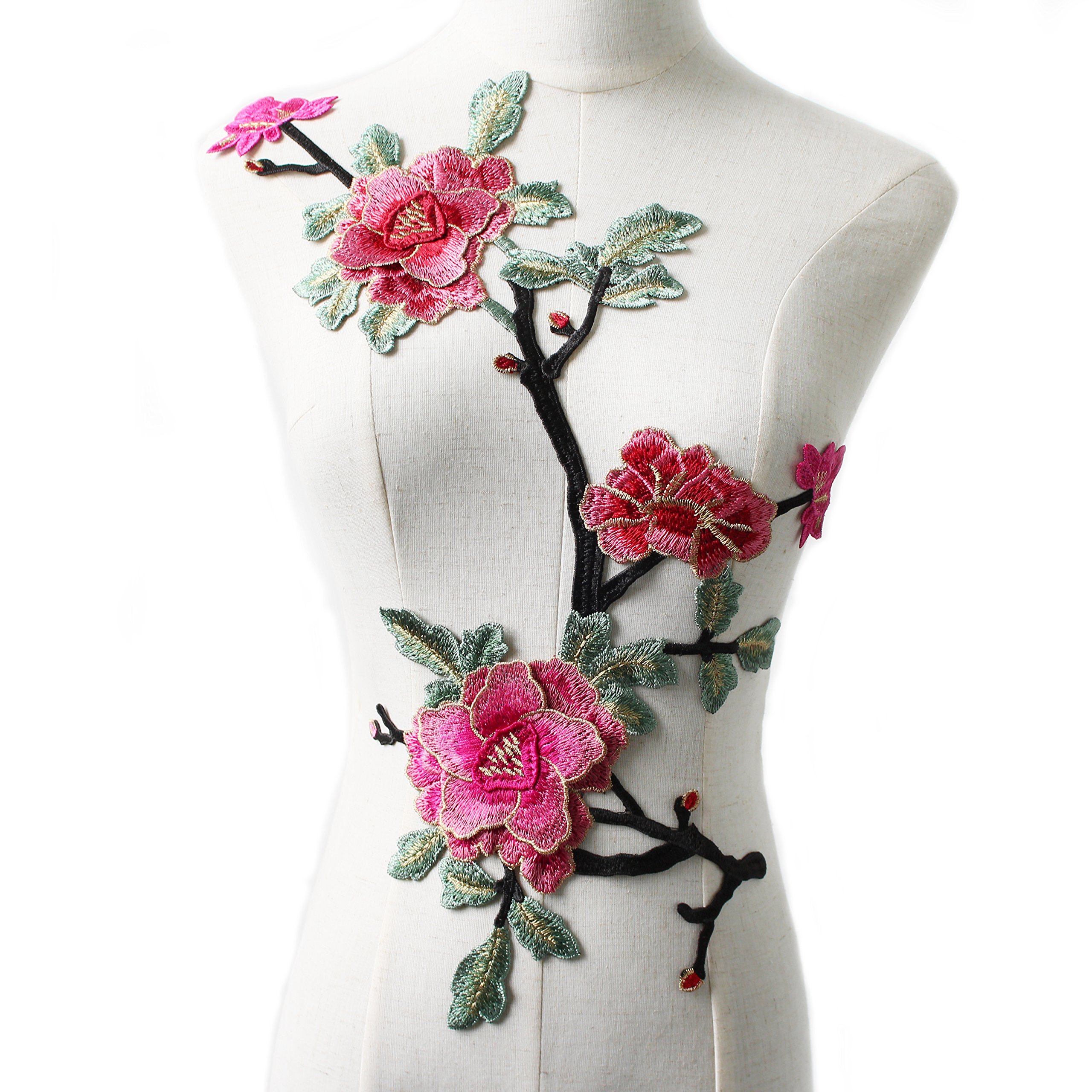 Toppa Ricamata A Forma Di Rosa Vintage – 31,5 X 44,5 Cm Per Abbigliamento E Fai Da Te