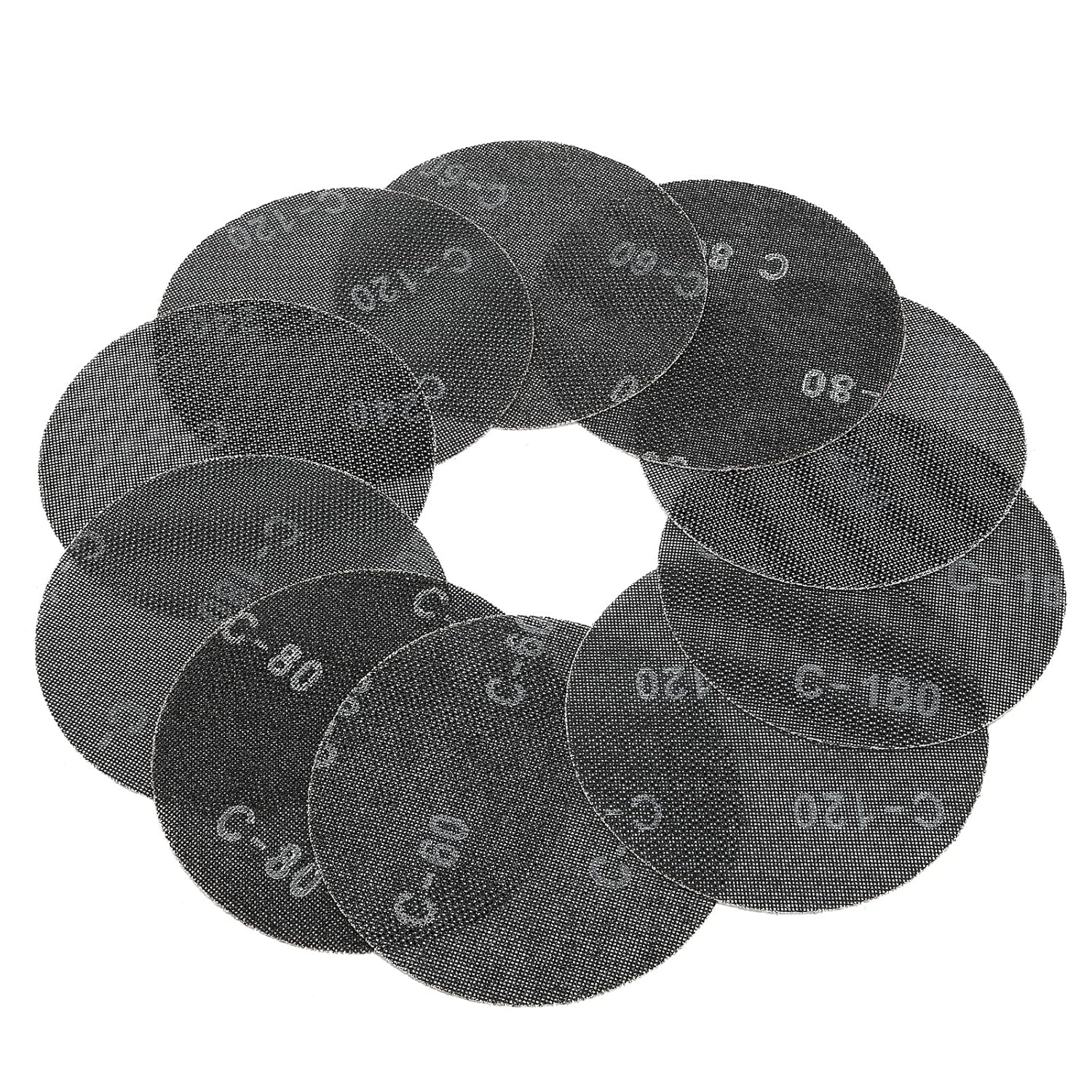 AYATECH 9 inch Mesh Sanding Disc, 10PCS Assorted Sandpaper Hook & Hoop